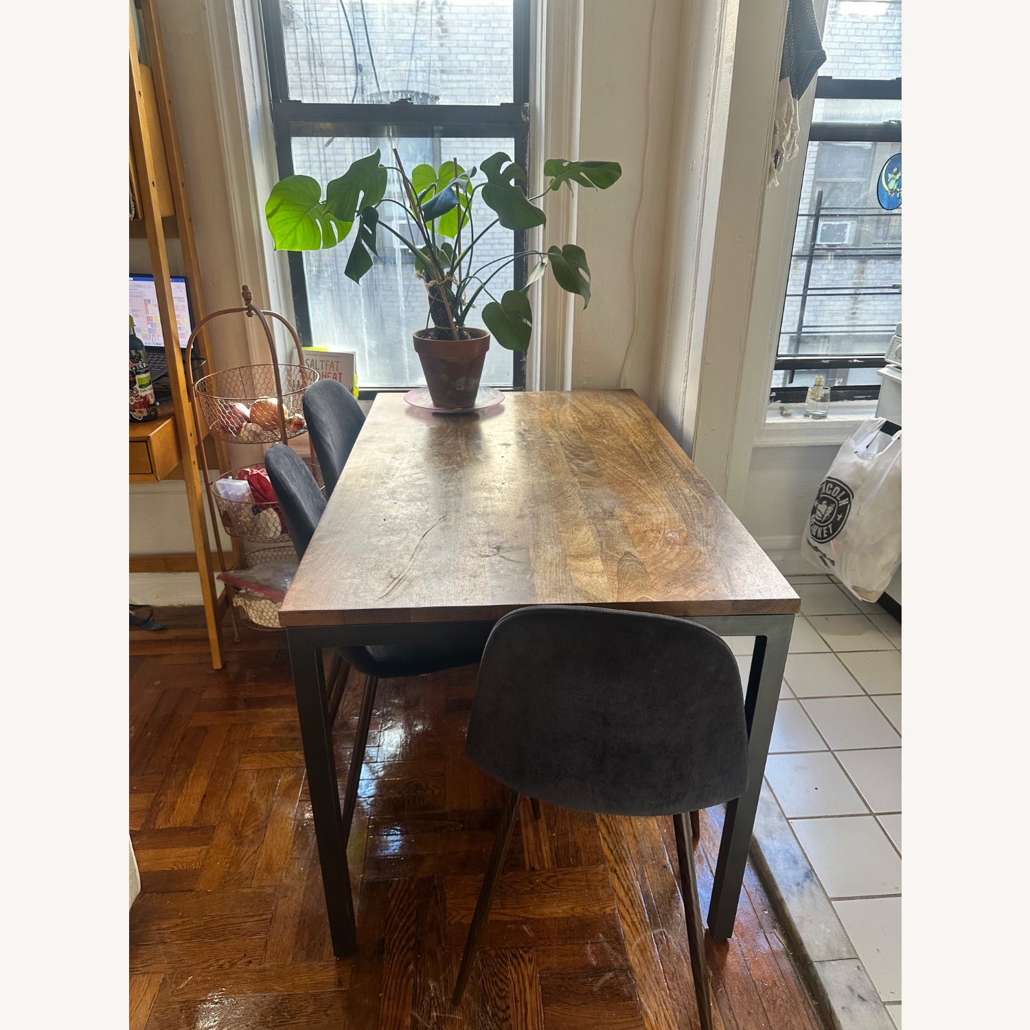 Dark Brown Wood Dining Table and 3 Chairs  - image-4