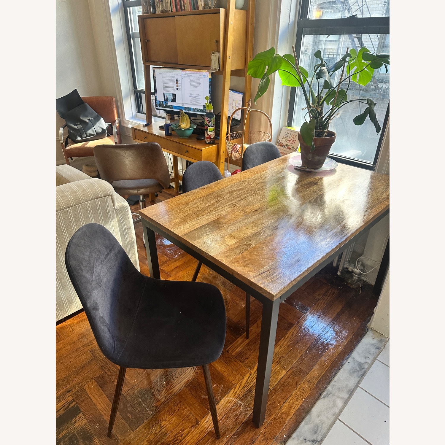 Dark Brown Wood Dining Table and 3 Chairs  - image-2