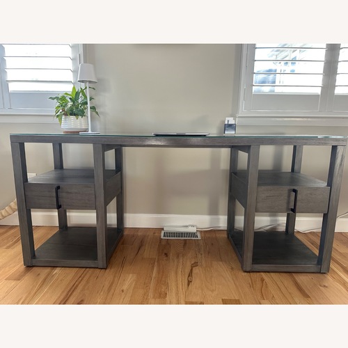 Used Ethan Allen Clarendon Desk Light Gray Wood Desk for sale on AptDeco