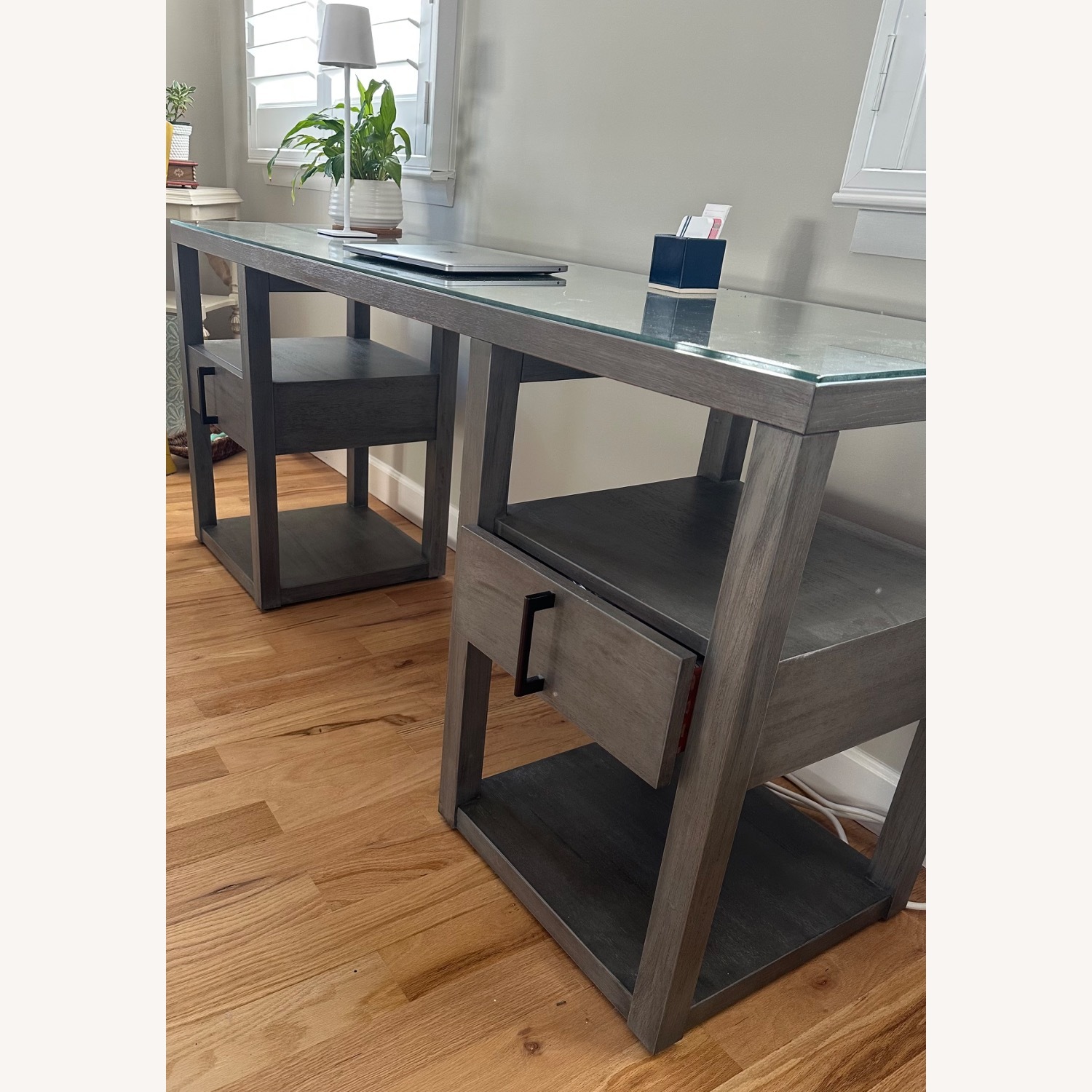 Ethan Allen Clarendon Desk Light Gray Wood Desk - image-4