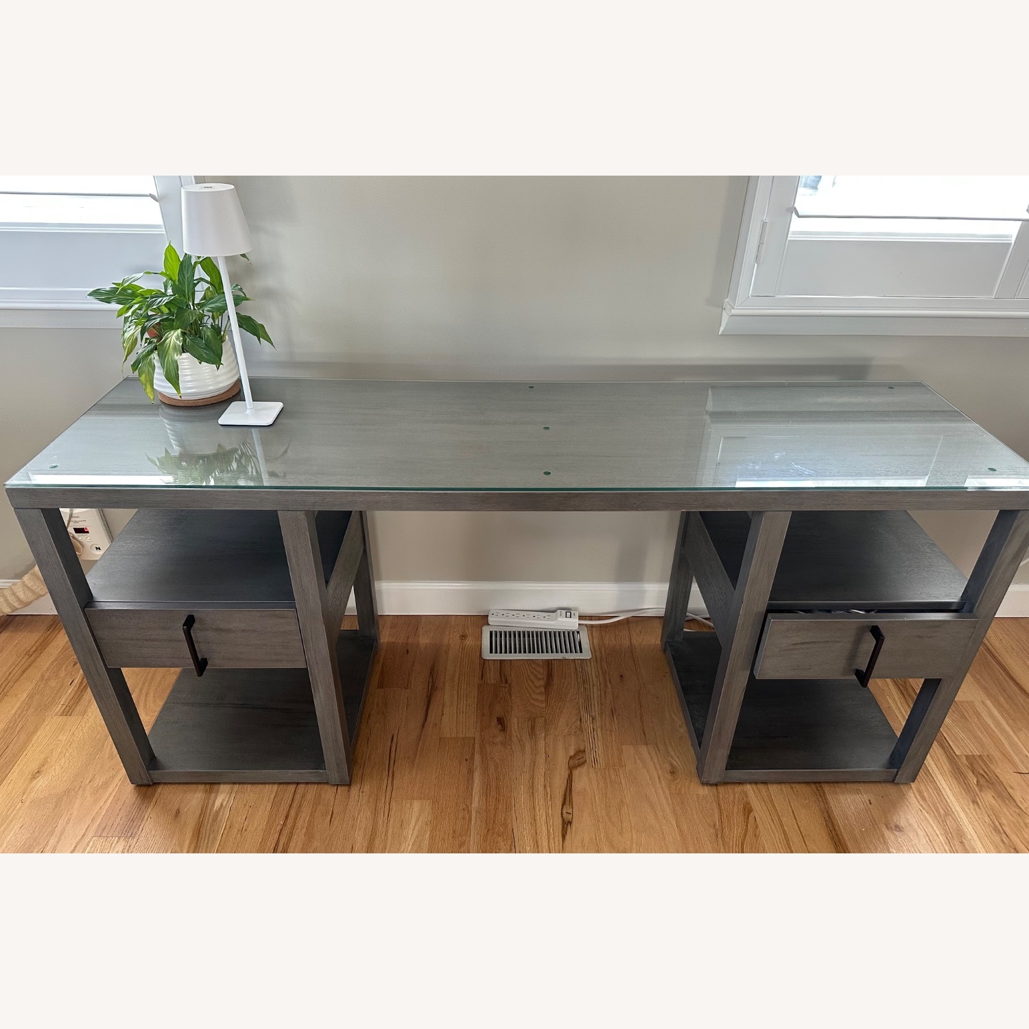 Ethan Allen Clarendon Desk Light Gray Wood Desk - image-2