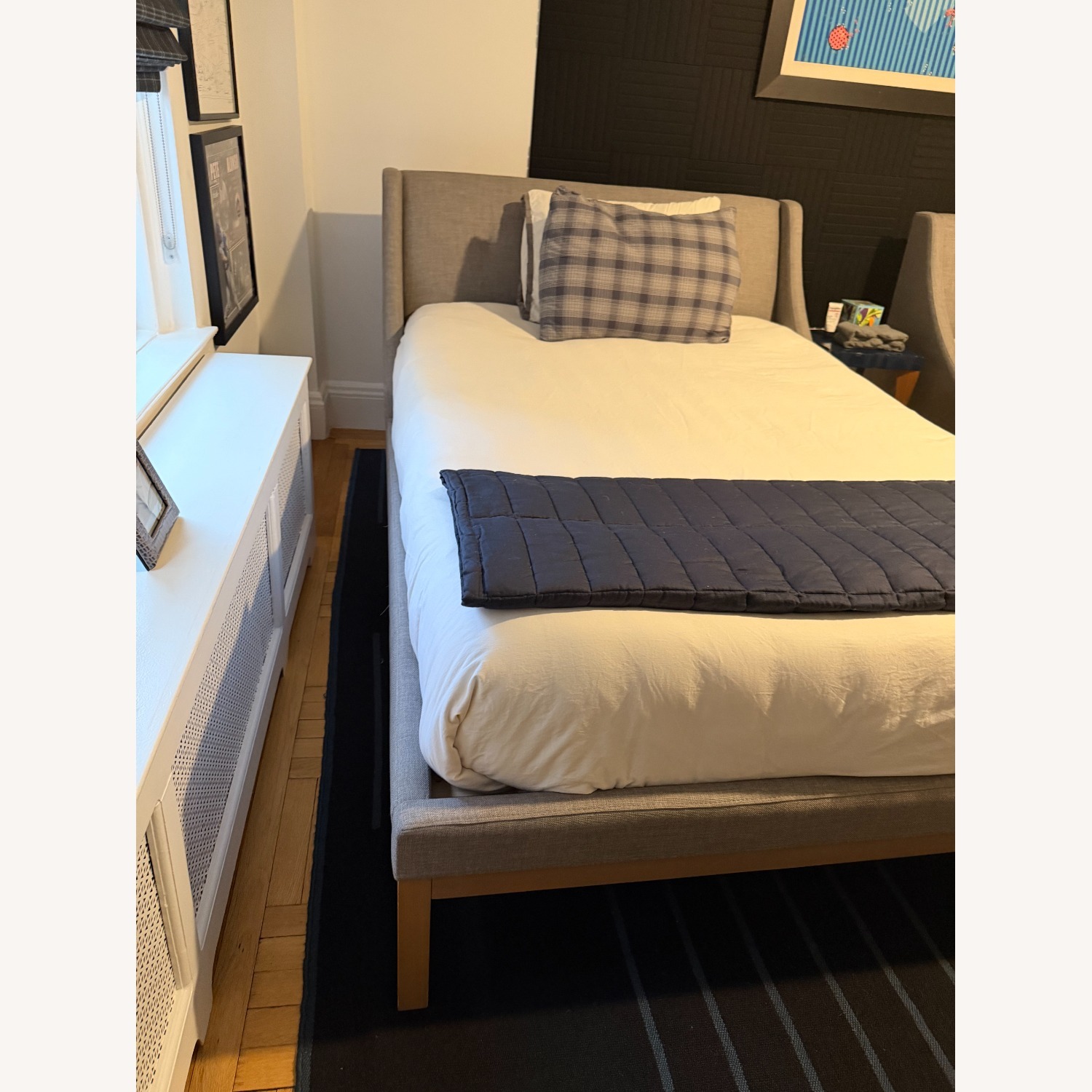 West Elm Light Gray Fabric Headboard - image-4