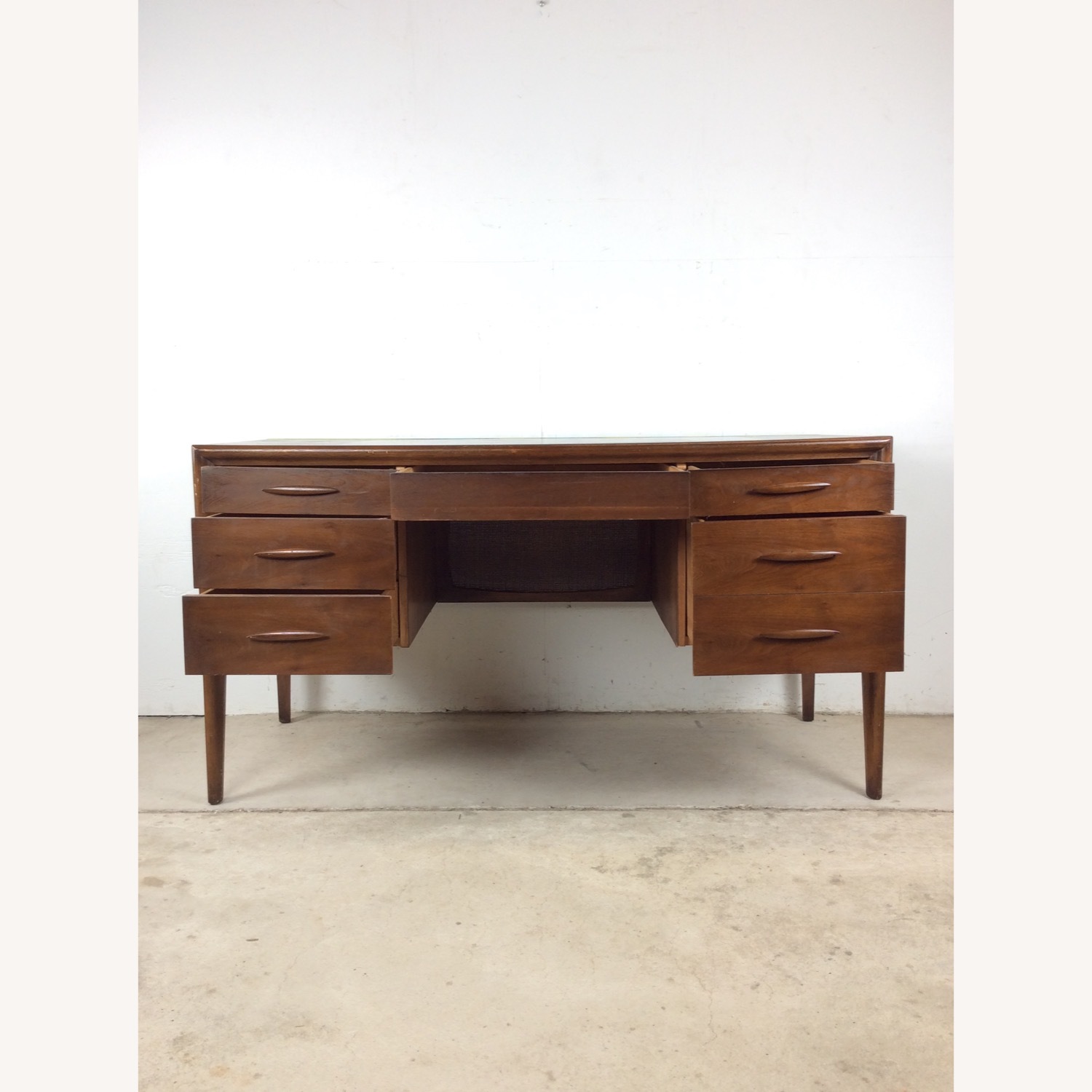 Mid Century Writing Desk w/ Caned Back by Broyhill - image-22