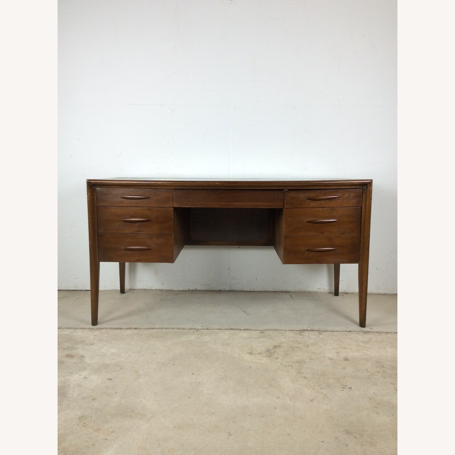 Mid Century Writing Desk w/ Caned Back by Broyhill - image-1