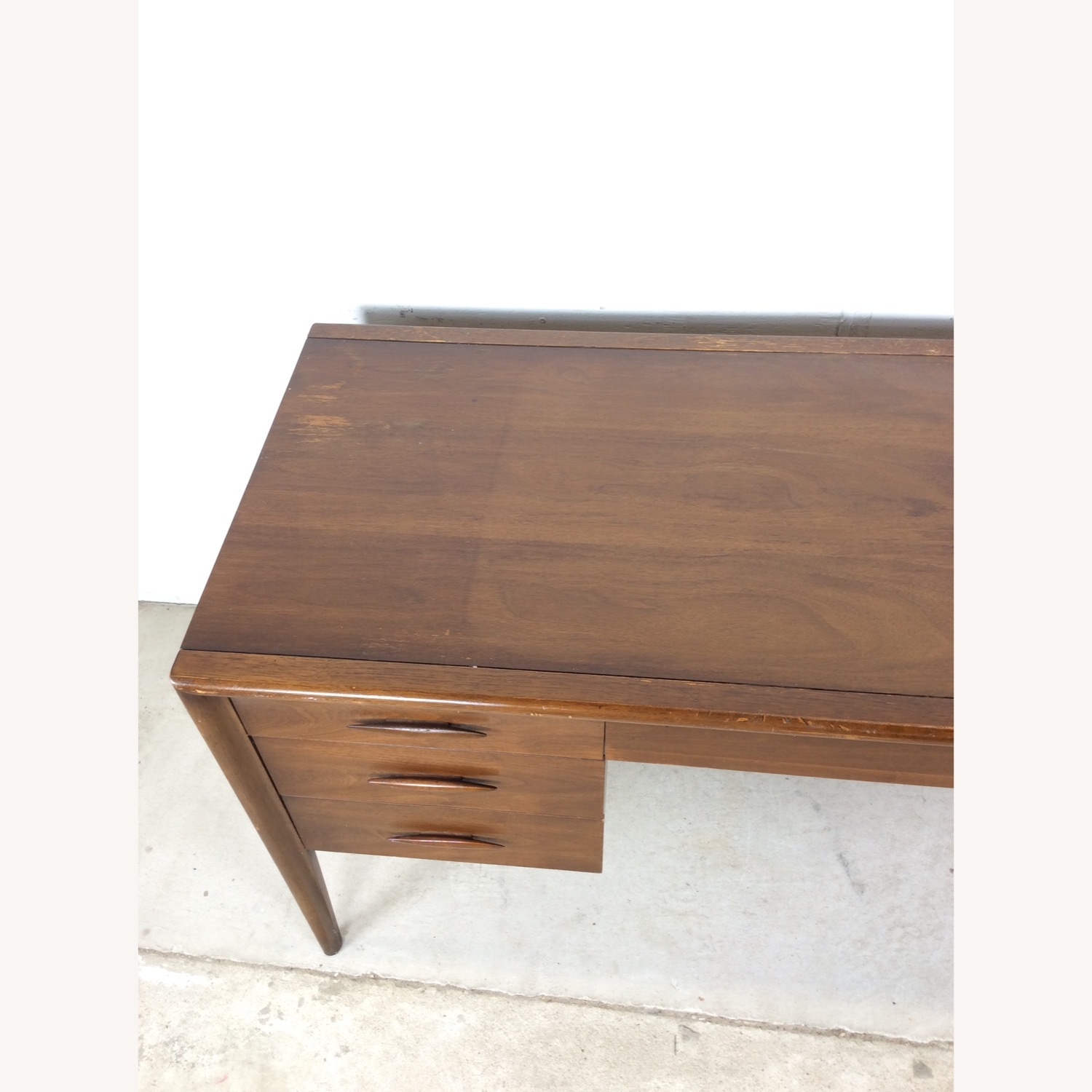Mid Century Writing Desk w/ Caned Back by Broyhill - image-5