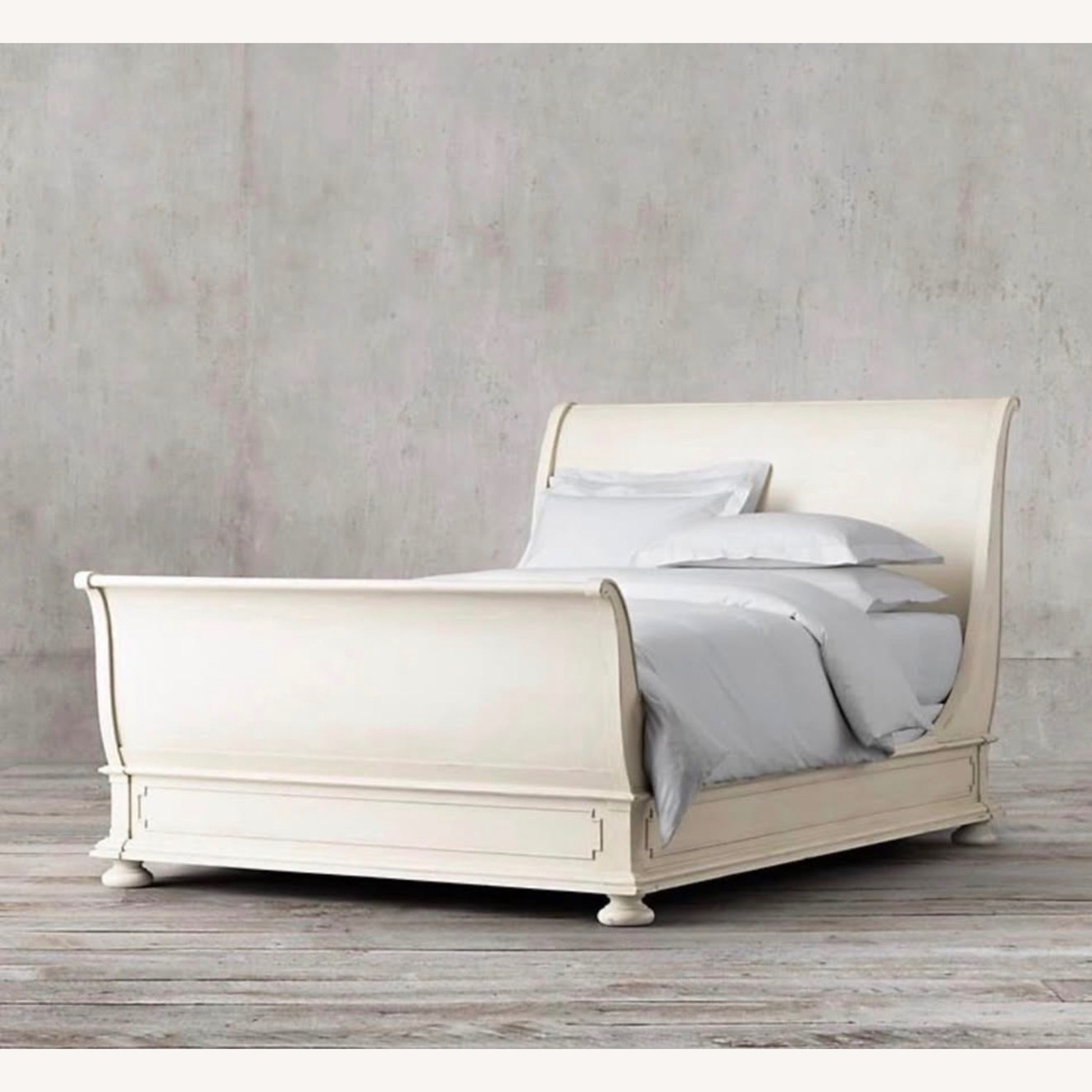 Restoration Hardware Emelia King Size Bed, Antiqued White - image-0