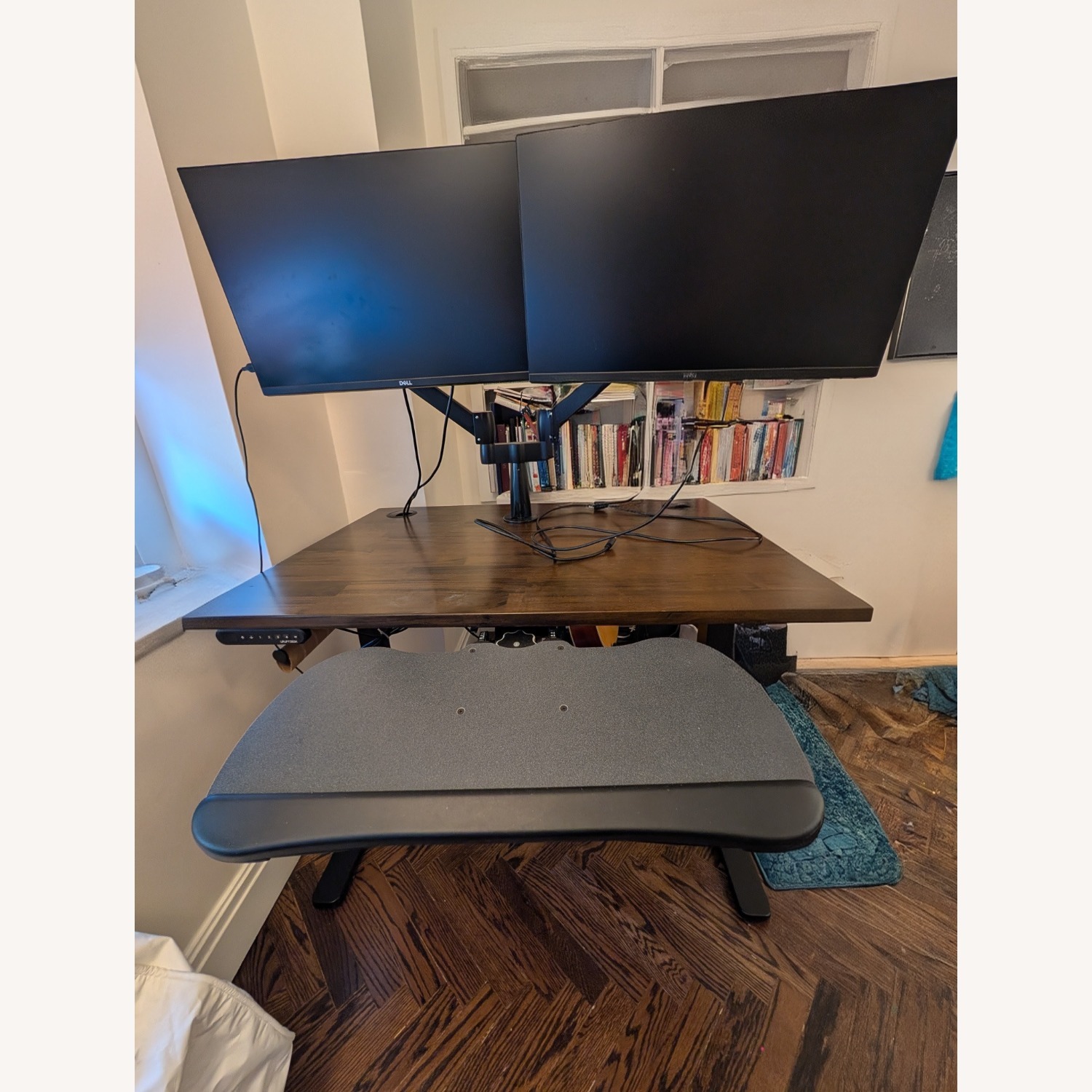 Dark Brown Wood Sit To Stand Desk - image-2