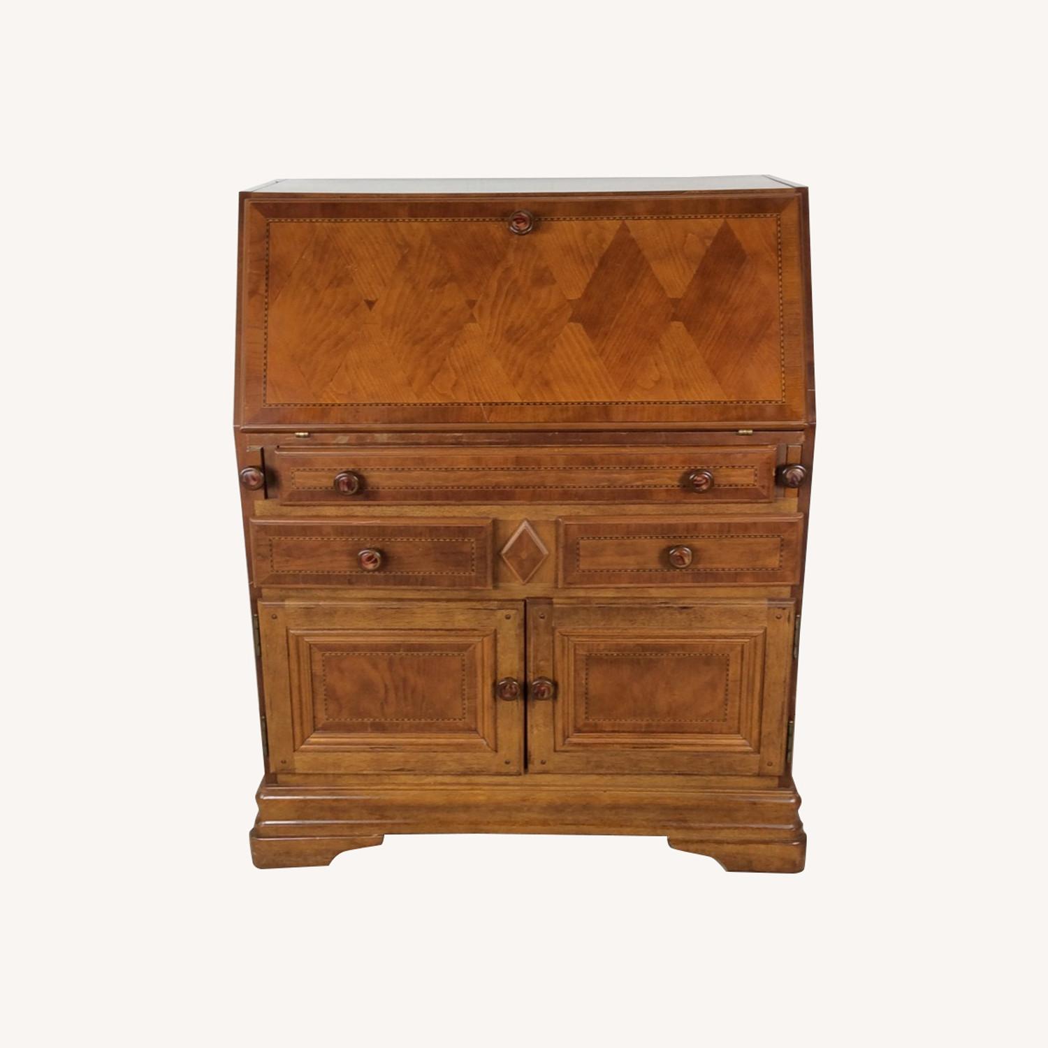 Vintage Drop Front Secretary Desk with Storage - image-0