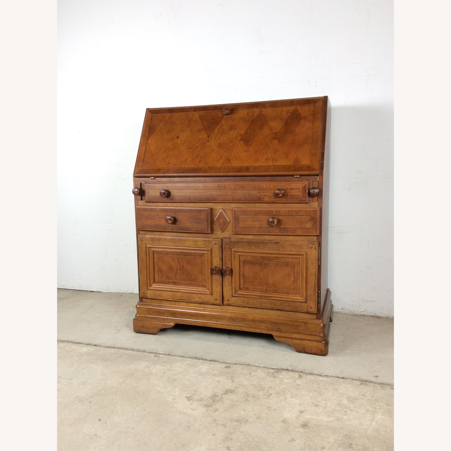 Vintage Drop Front Secretary Desk with Storage - image-3