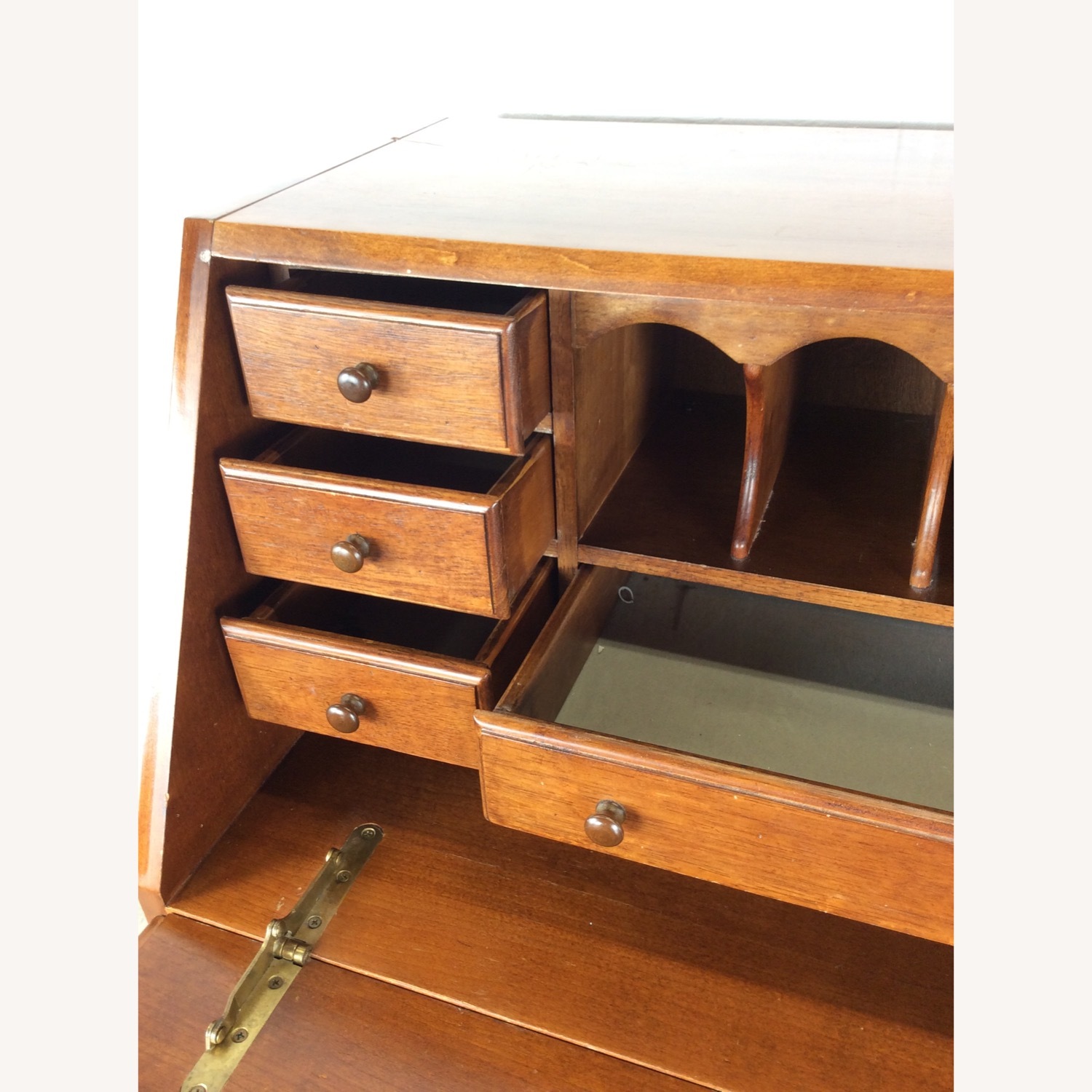 Vintage Drop Front Secretary Desk with Storage - image-23