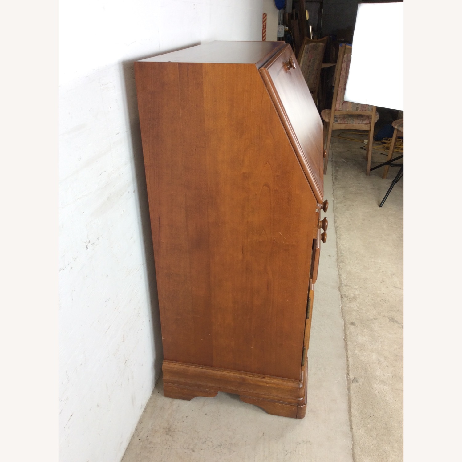 Vintage Drop Front Secretary Desk with Storage - image-16