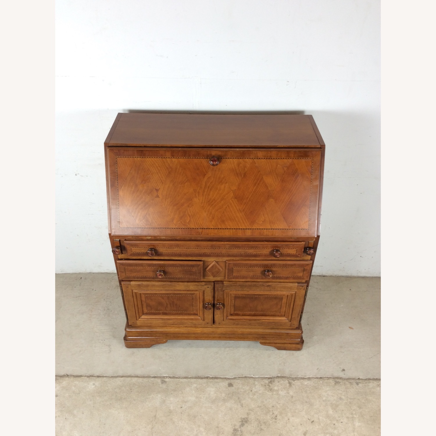 Vintage Drop Front Secretary Desk with Storage - image-4
