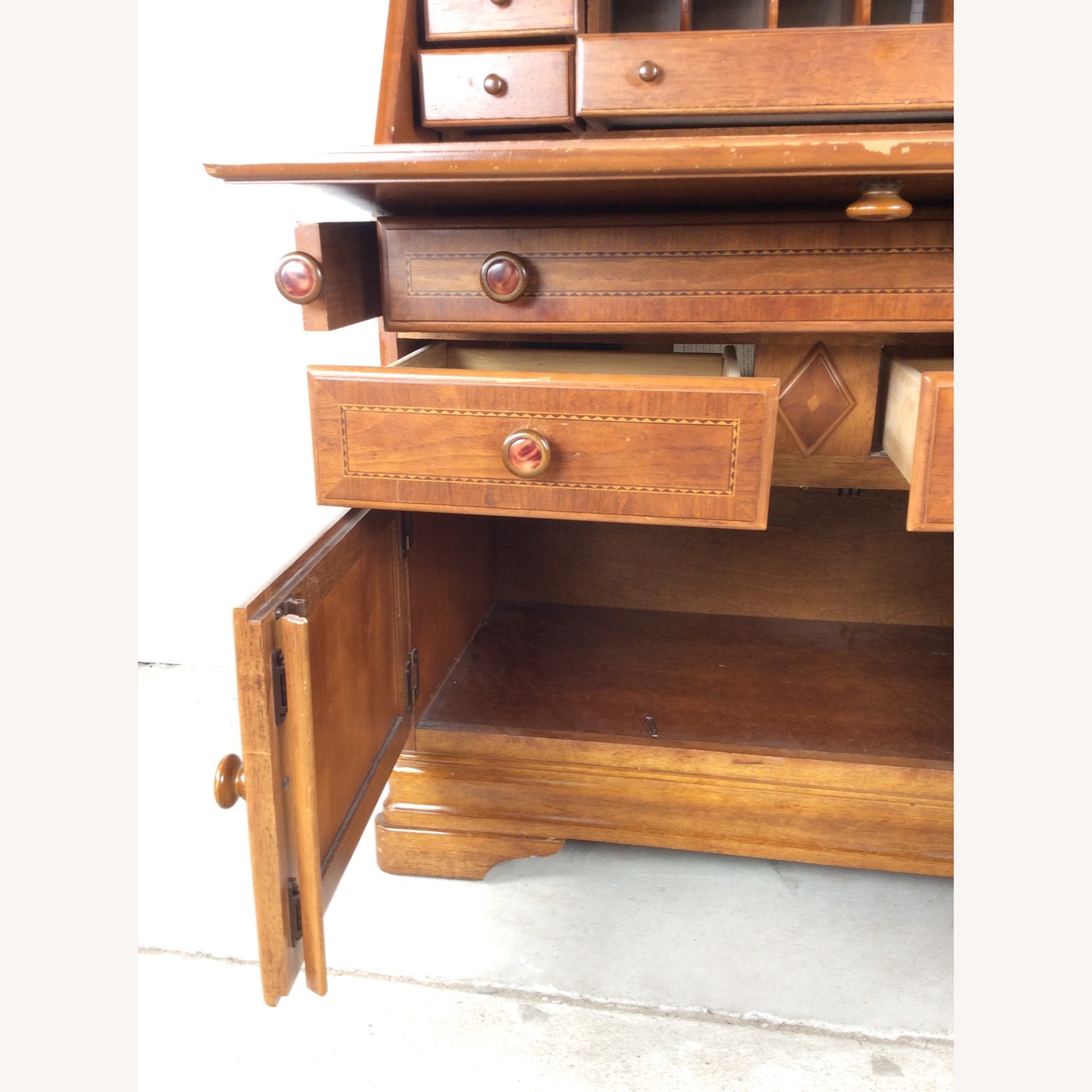 Vintage Drop Front Secretary Desk with Storage - image-20