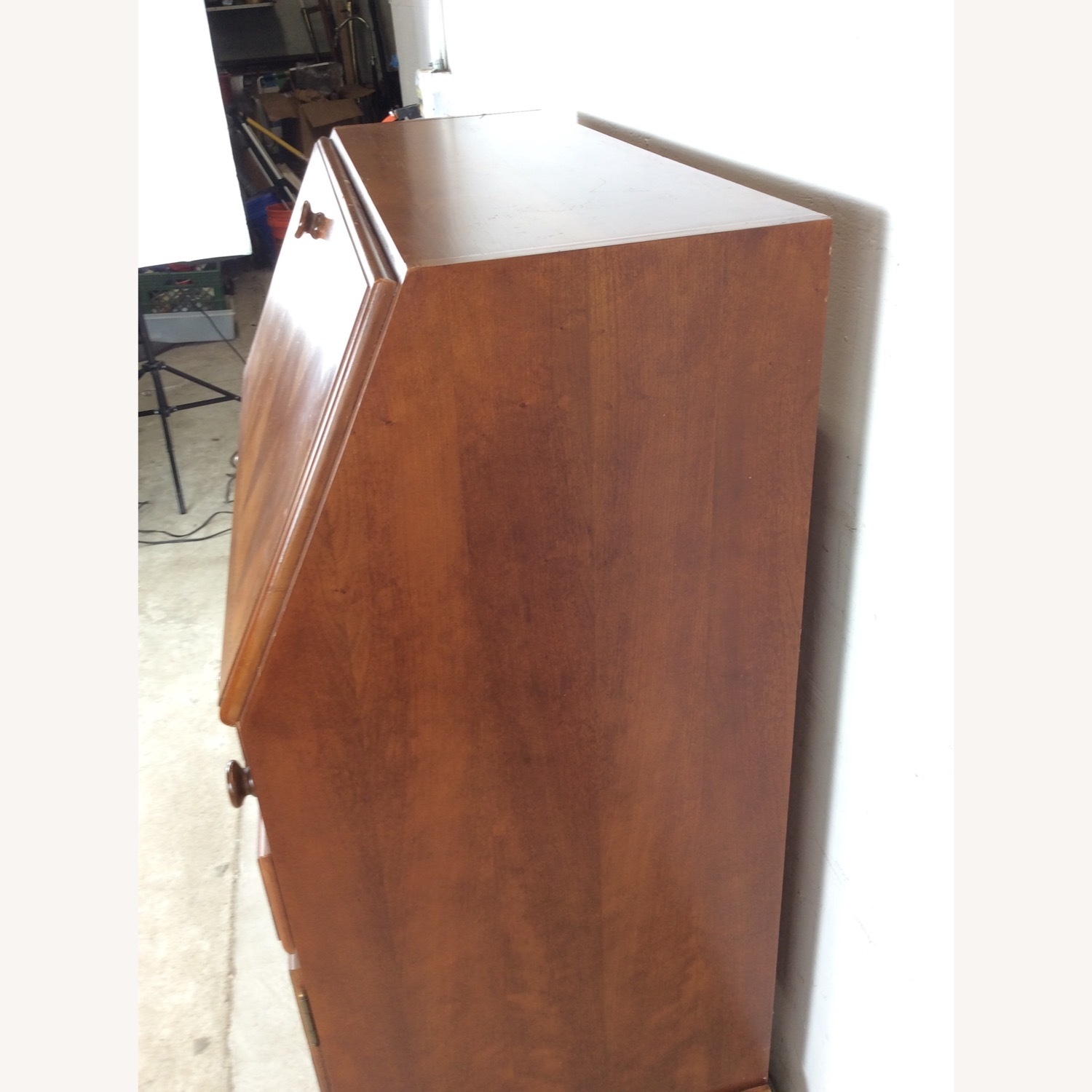 Vintage Drop Front Secretary Desk with Storage - image-14