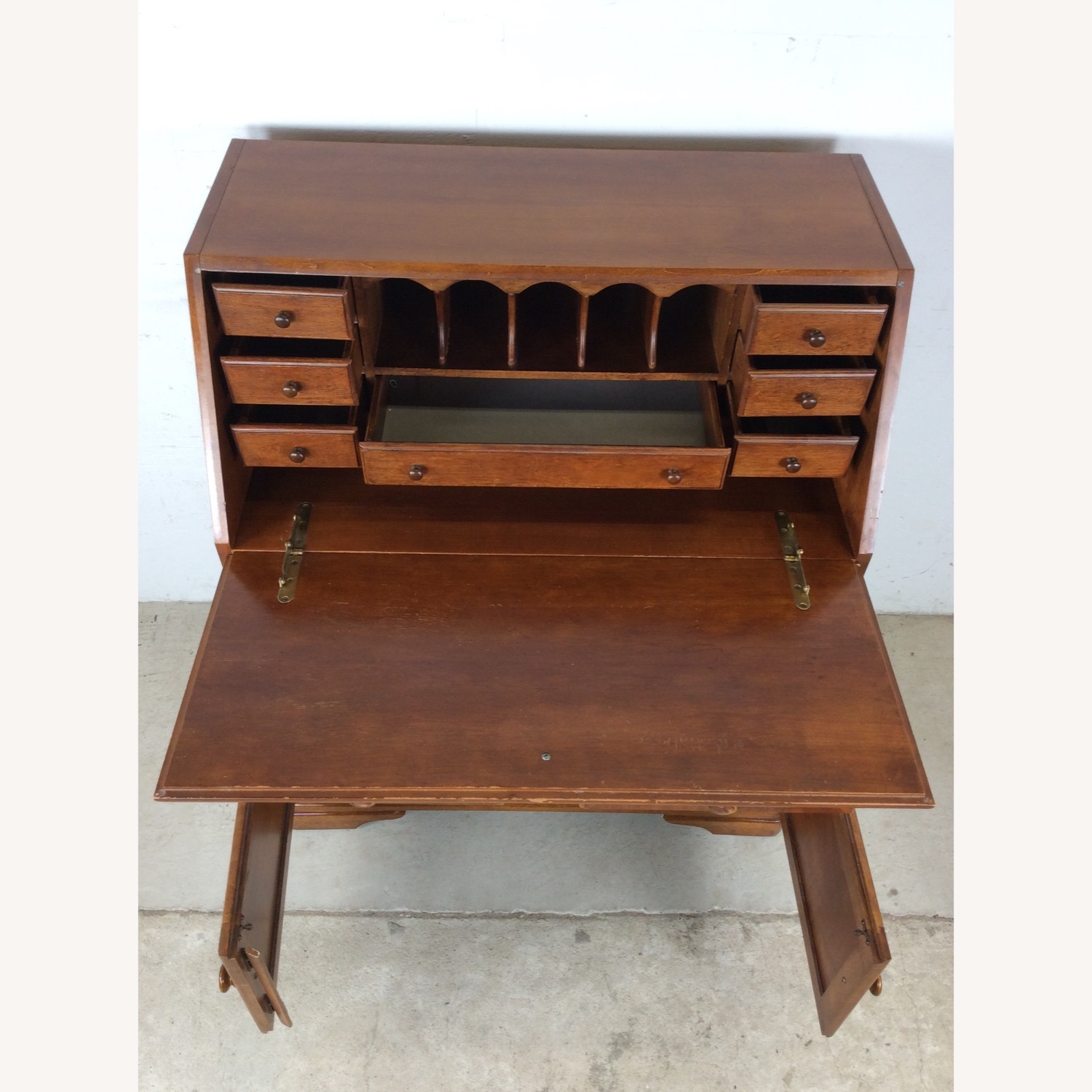 Vintage Drop Front Secretary Desk with Storage - image-22