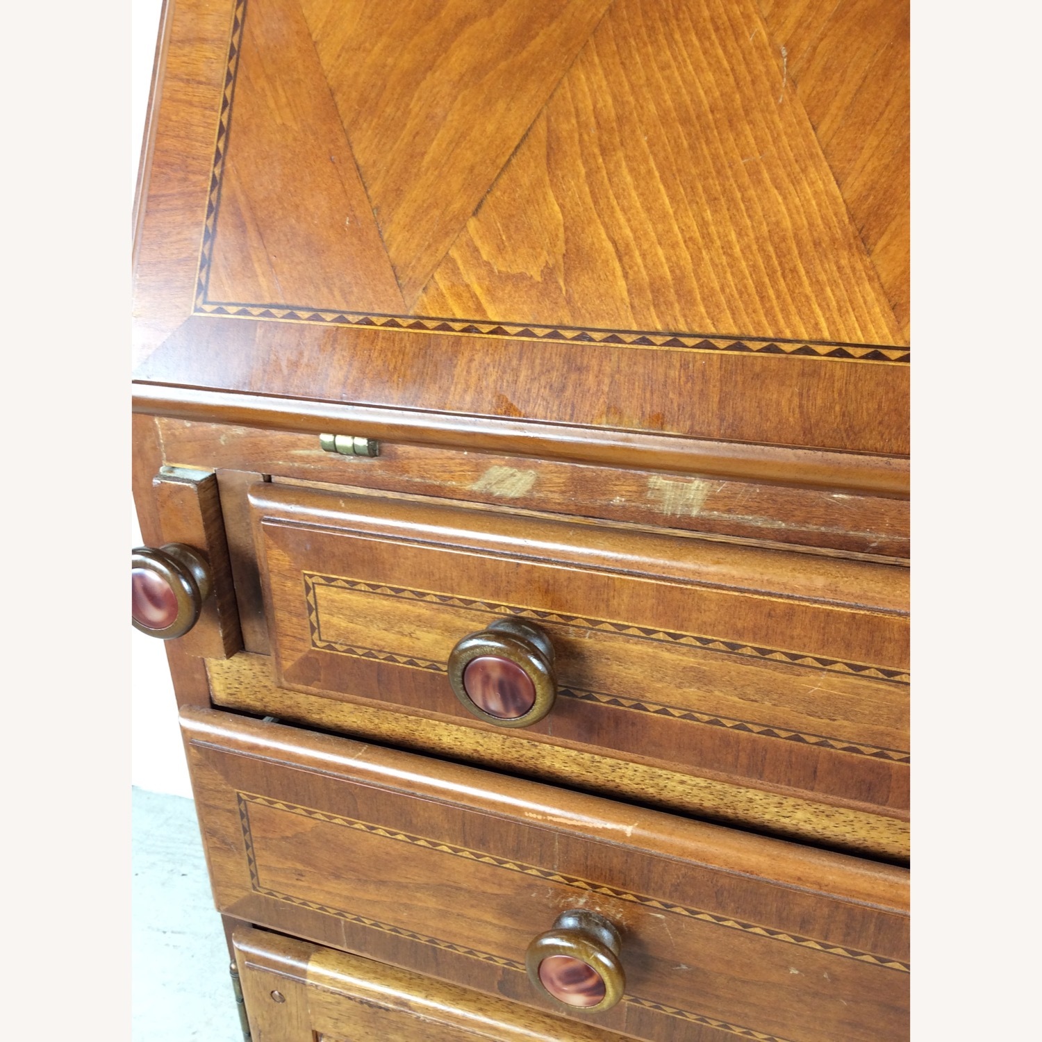 Vintage Drop Front Secretary Desk with Storage - image-10