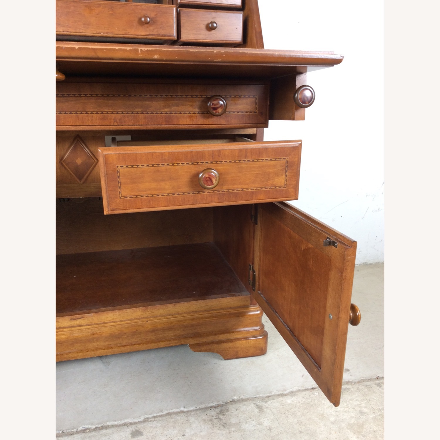 Vintage Drop Front Secretary Desk with Storage - image-21