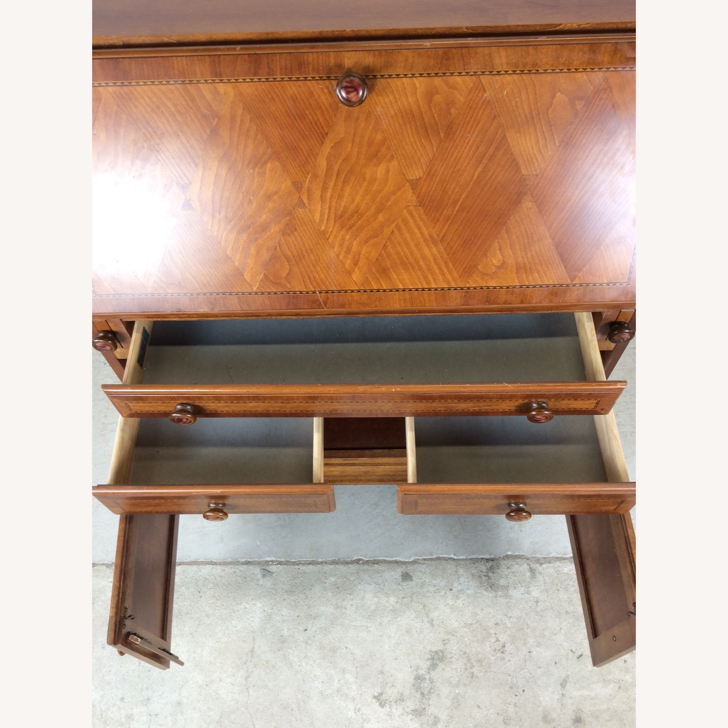 Vintage Drop Front Secretary Desk with Storage - image-27