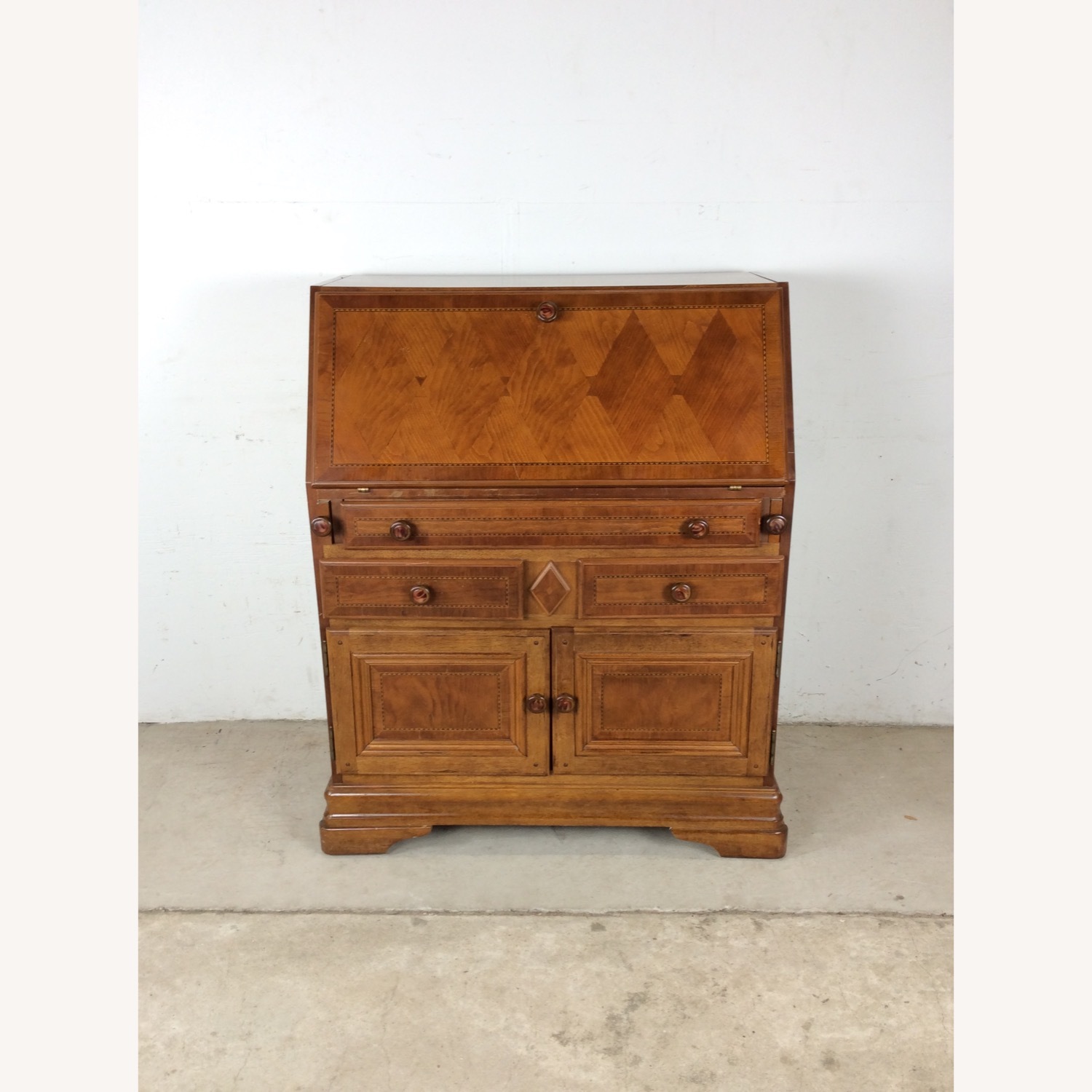 Vintage Drop Front Secretary Desk with Storage - image-2