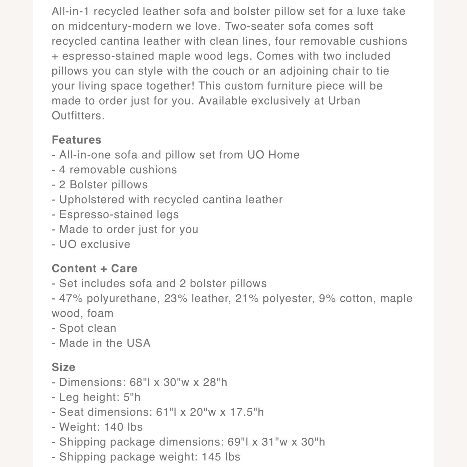 Urban Outfitters Light Brown 3+ Seater Sofa - image-8