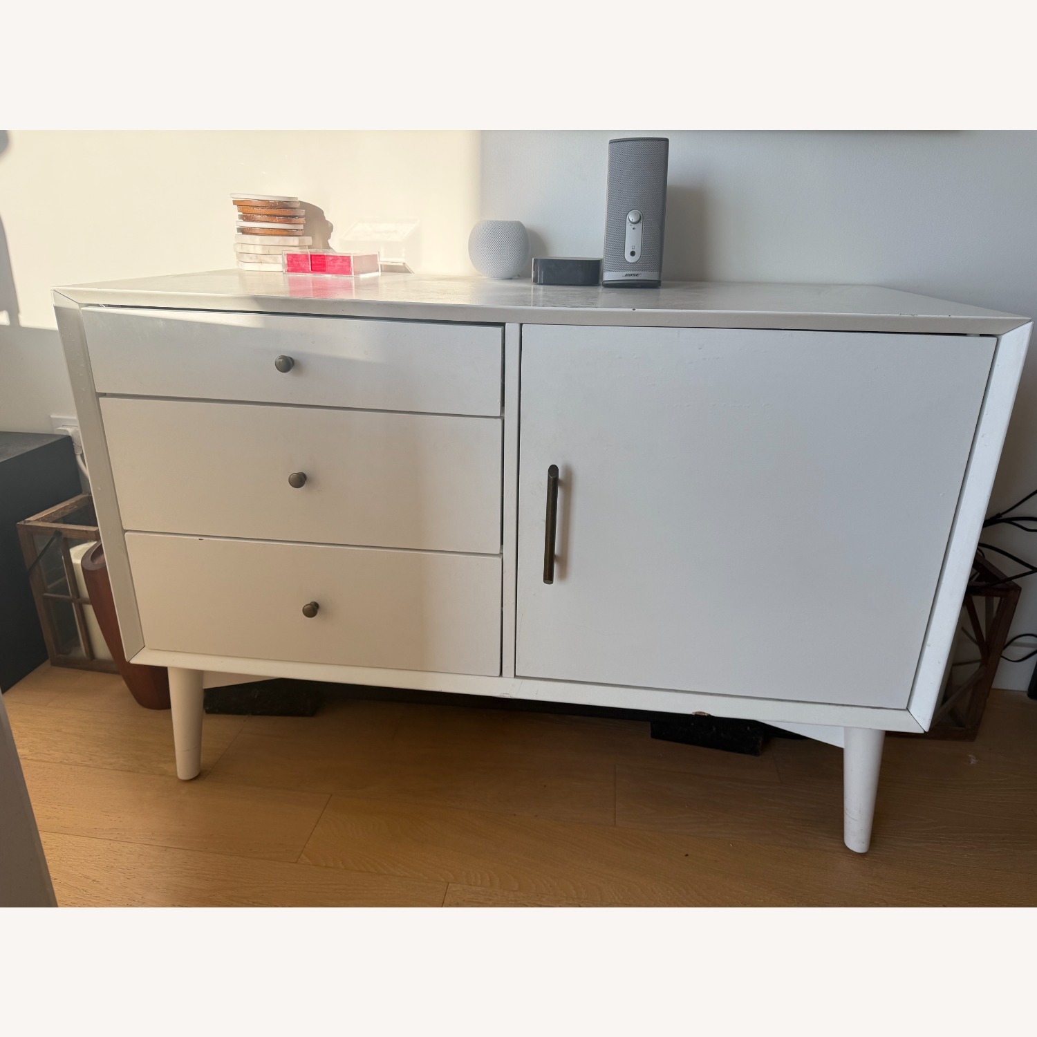 Wade Logan White Wood Media Storage - image-1