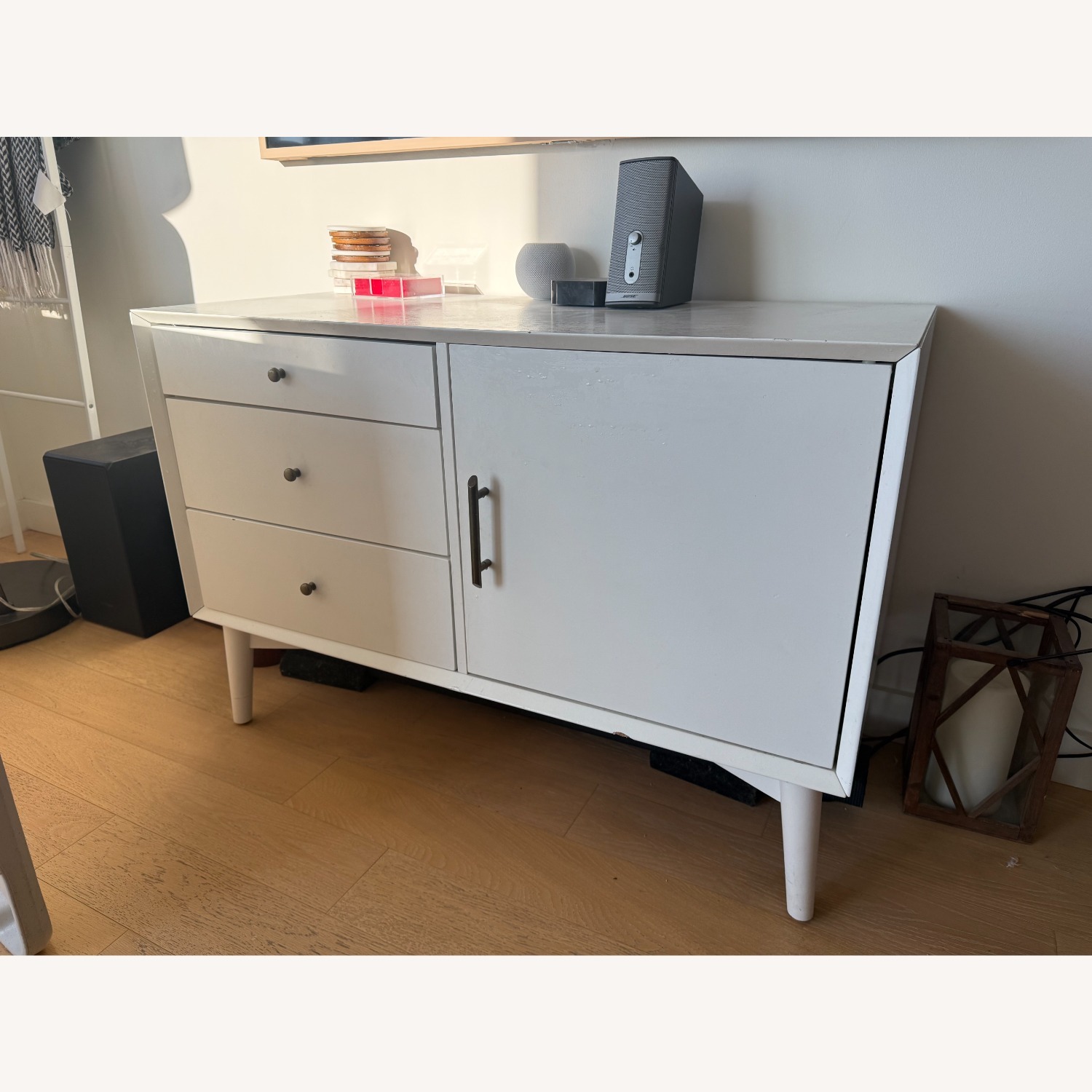 Wade Logan White Wood Media Storage - AptDeco