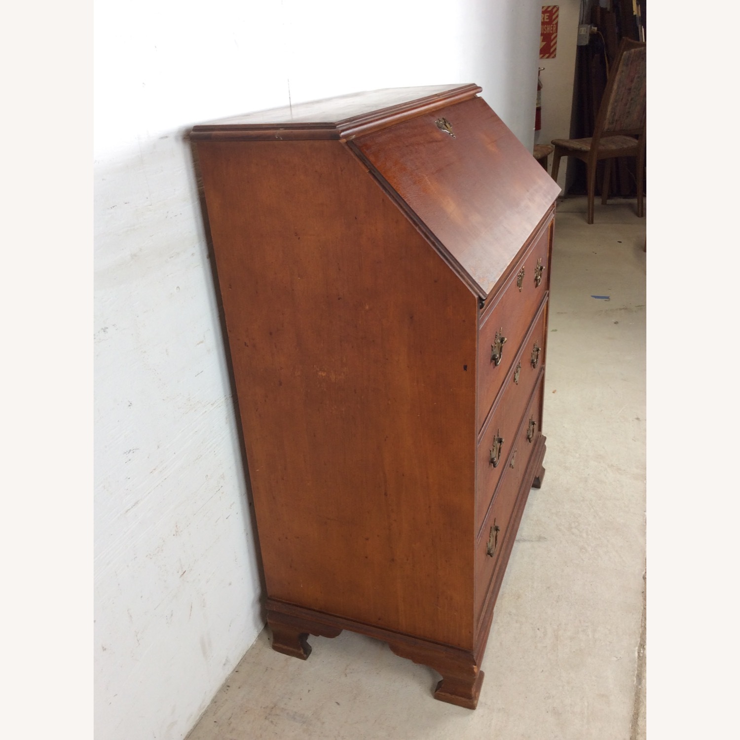 Antique Drop Front Maple Secretary Writing Desk - image-21
