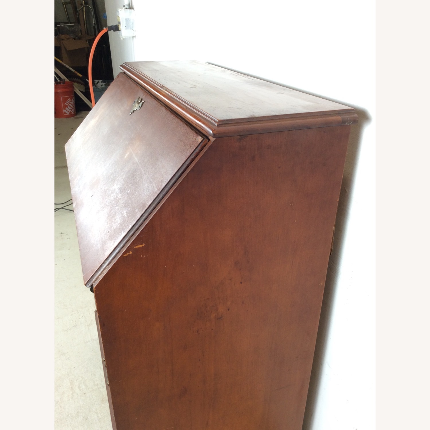Antique Drop Front Maple Secretary Writing Desk - image-19