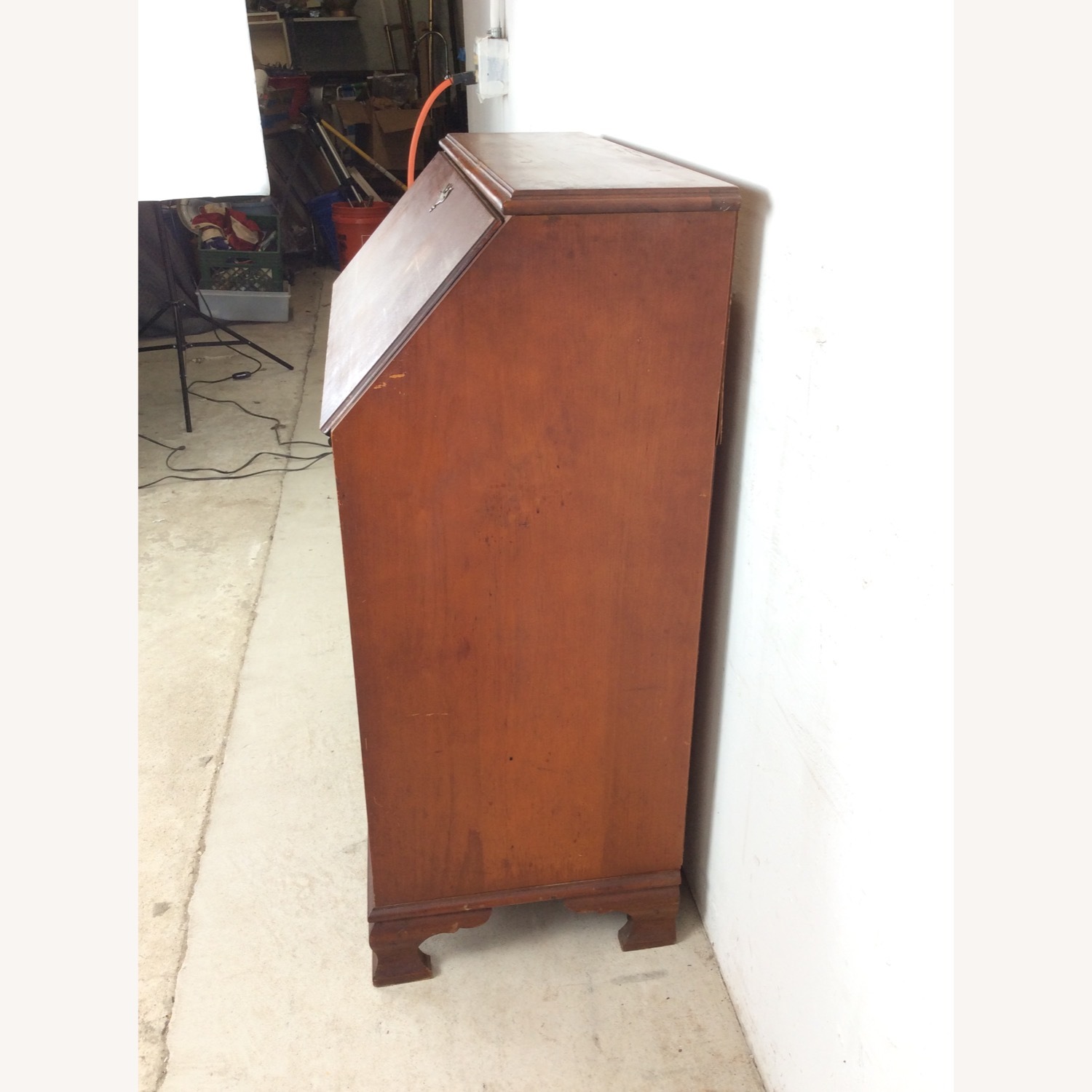 Antique Drop Front Maple Secretary Writing Desk - image-18