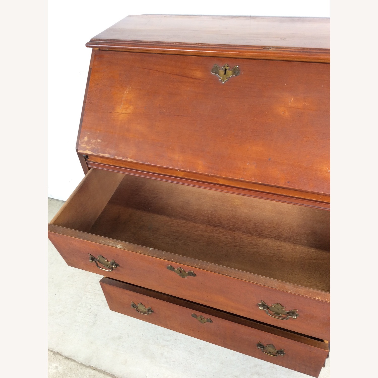 Antique Drop Front Maple Secretary Writing Desk - image-14