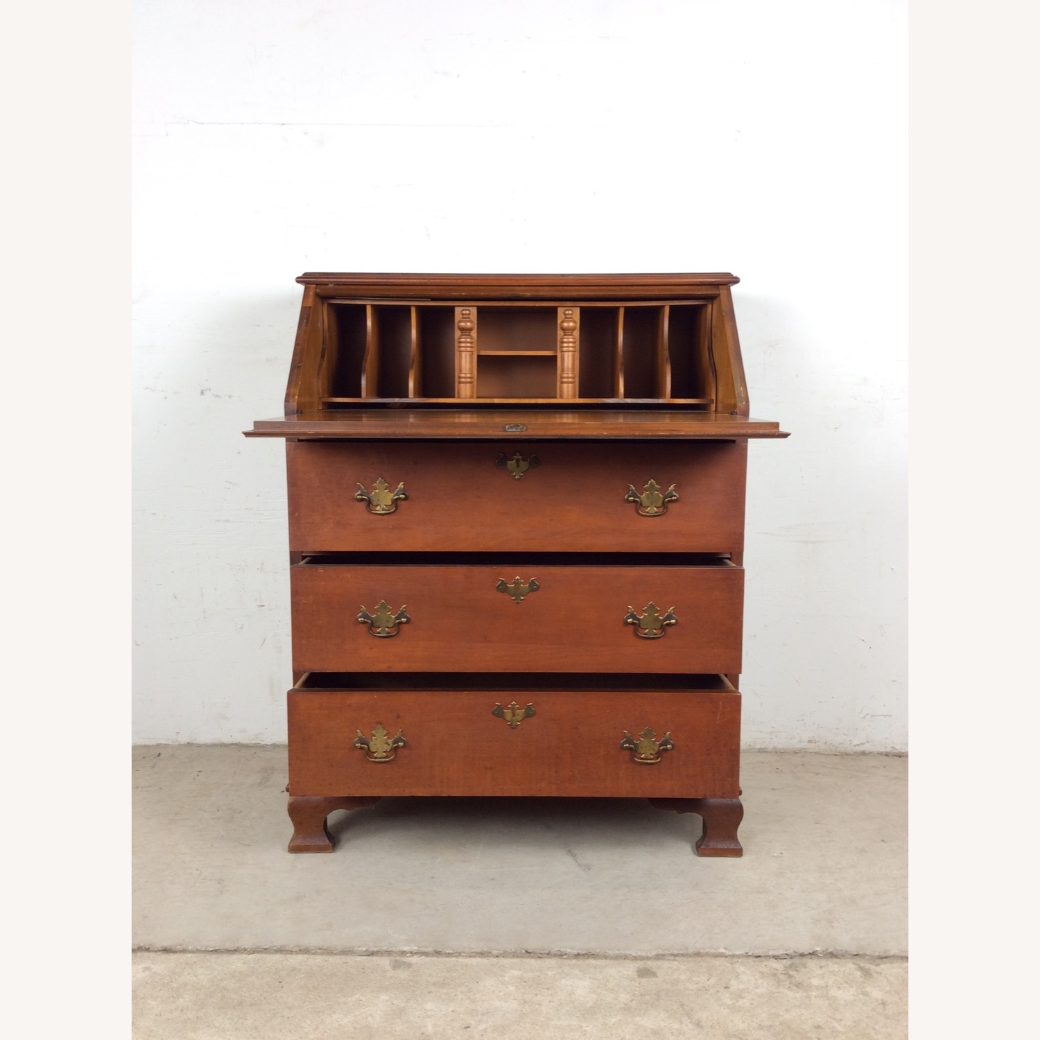 Antique Drop Front Maple Secretary Writing Desk - image-10