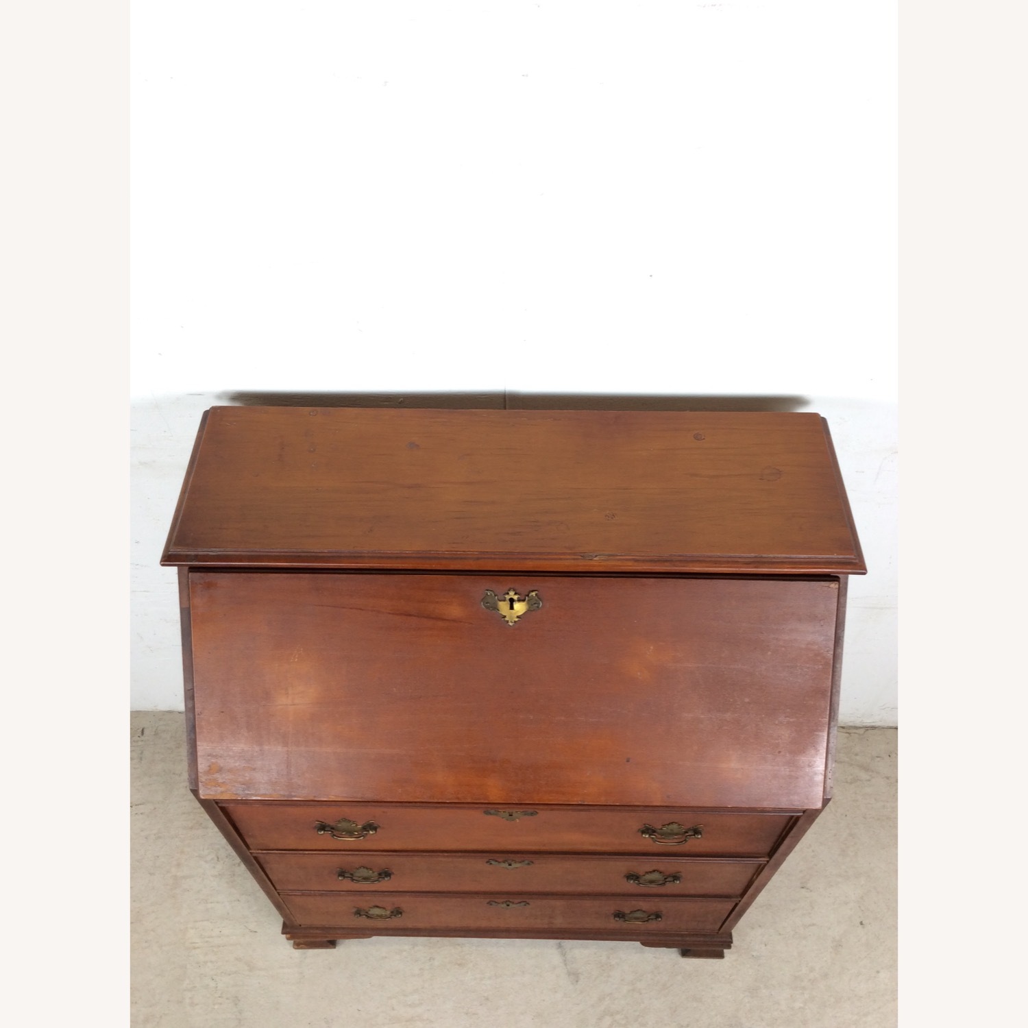 Antique Drop Front Maple Secretary Writing Desk - image-3