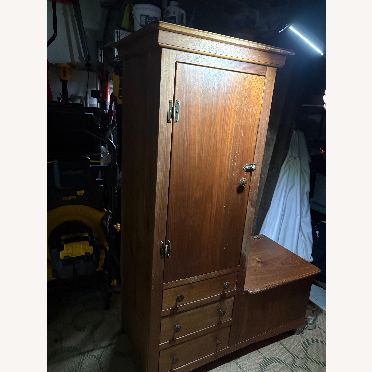 Vintage/Antique Dark Brown Wood Armoire - image-2