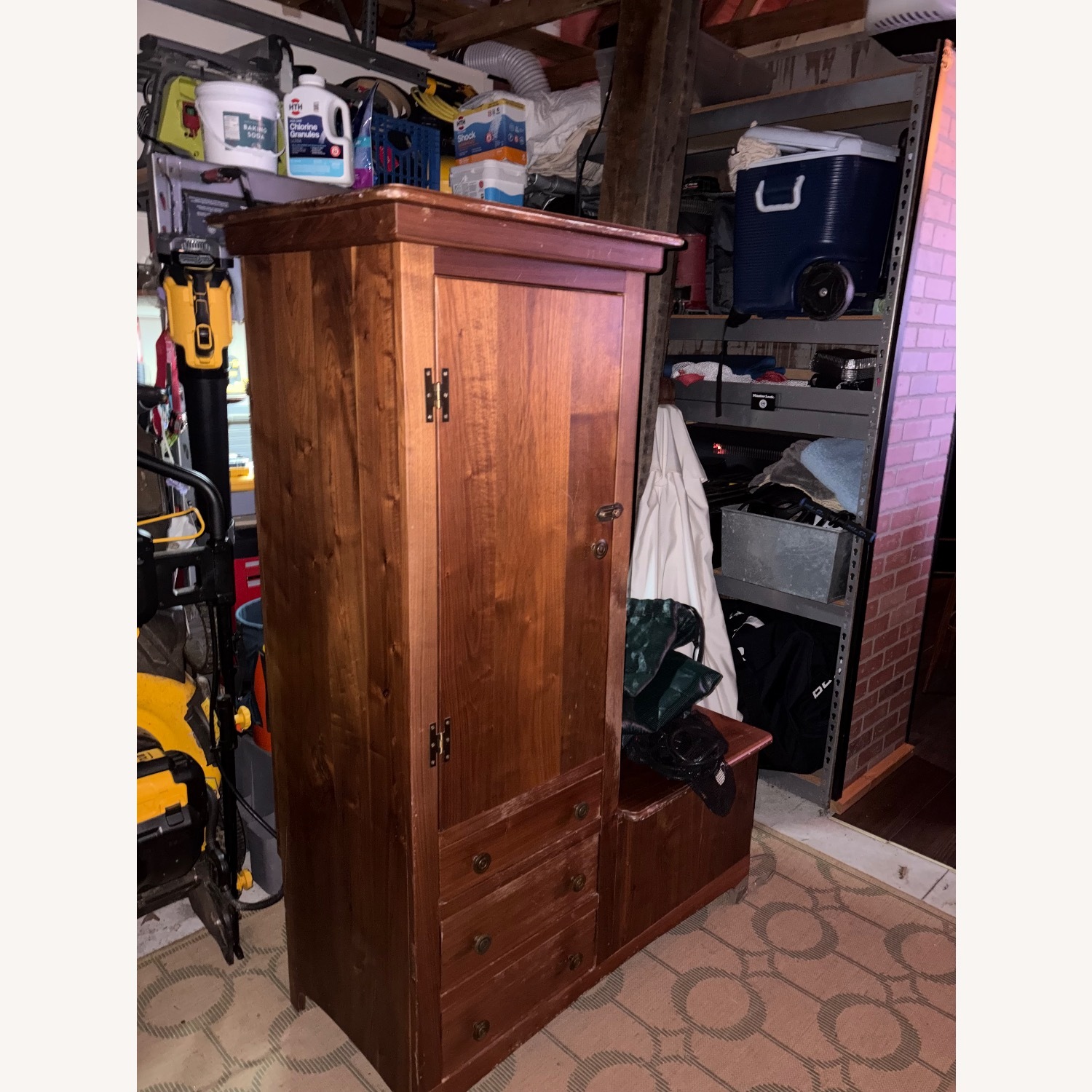 Vintage/Antique Dark Brown Wood Armoire - image-5