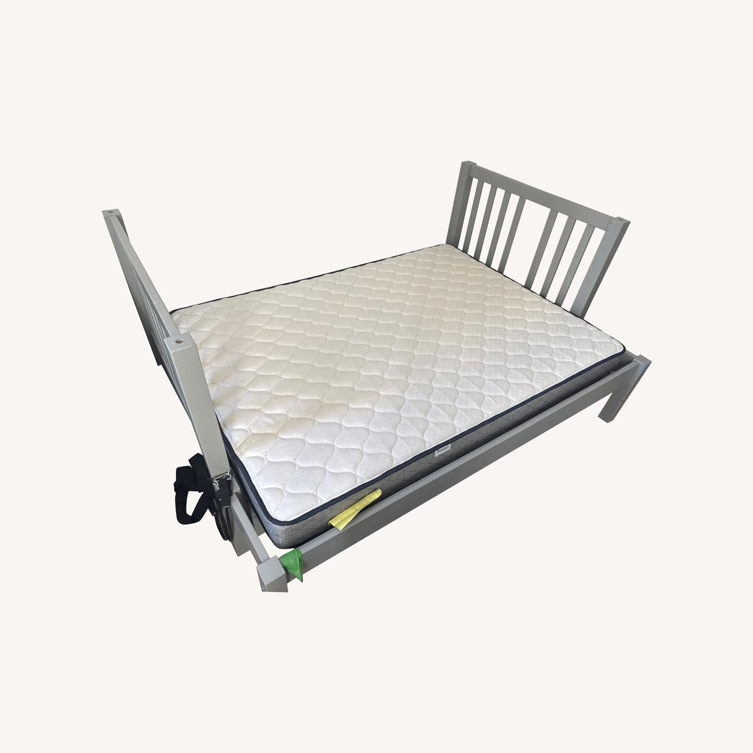 Light Gray Wood Full Bed - image-0