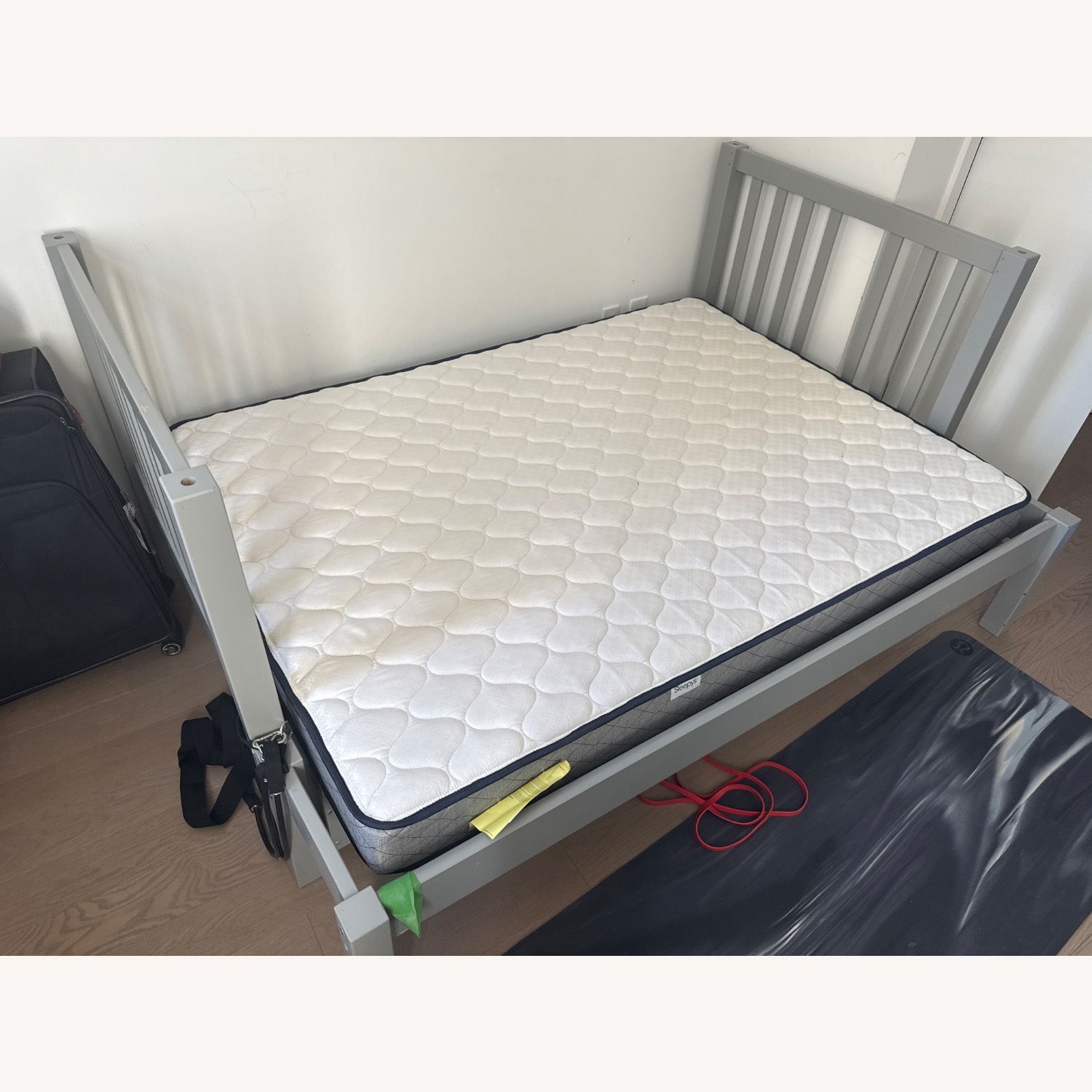Light Gray Wood Full Bed - image-1
