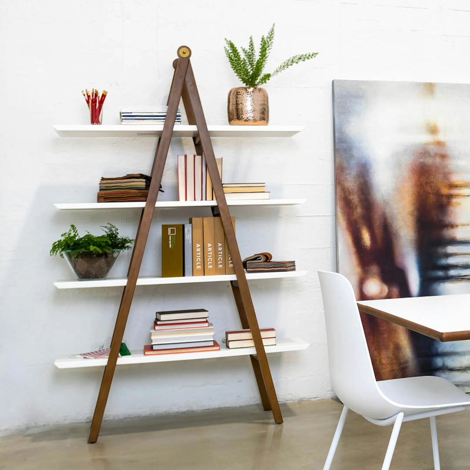 Article Dark Brown Wood Bookcase - image-5