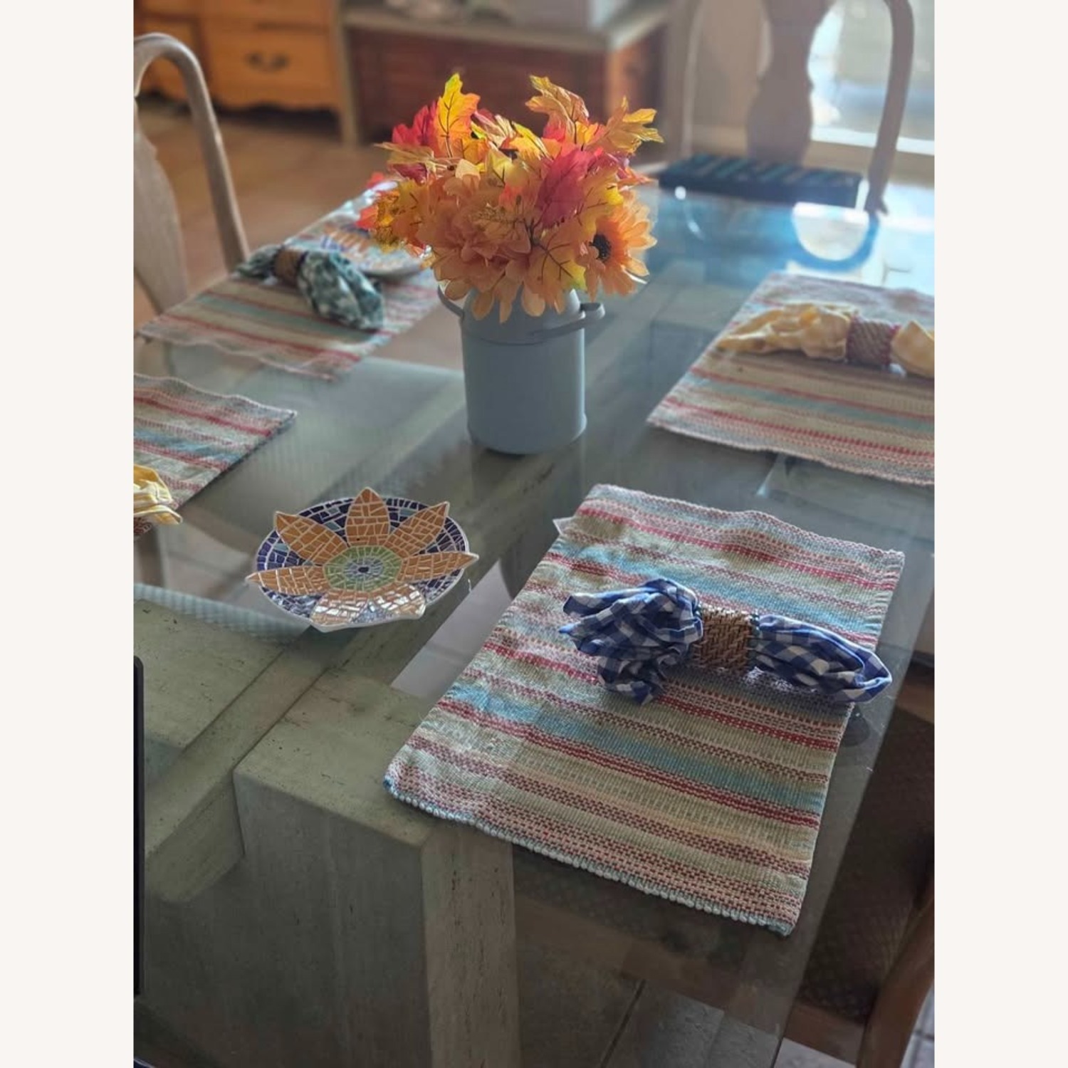 Italian Glass and Stone Base Dining set - image-3