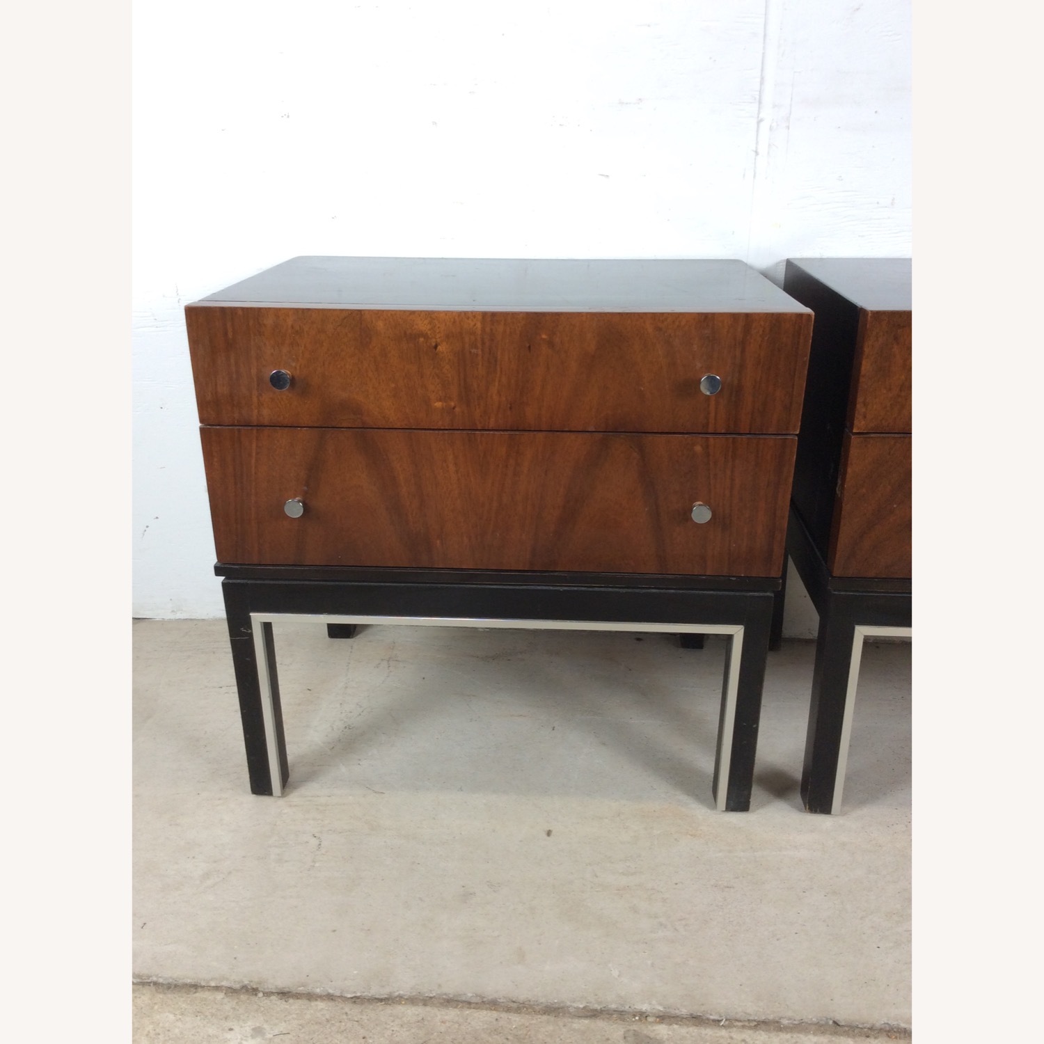 Pair Mid Century Nightstands with Chrome Accents - image-11
