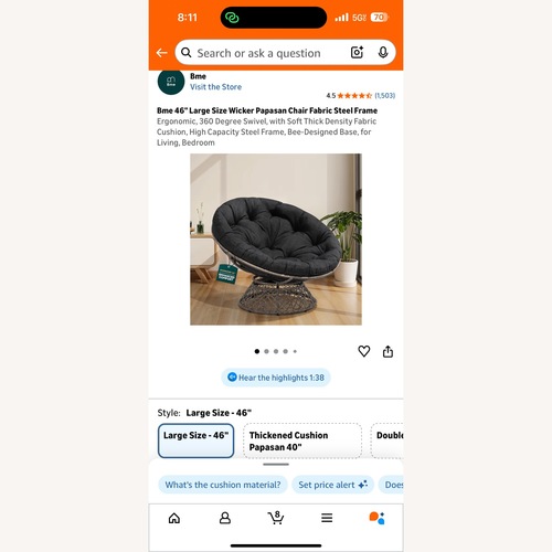 Used Amazon Black Stainless Steel Patio Furniture for sale on AptDeco