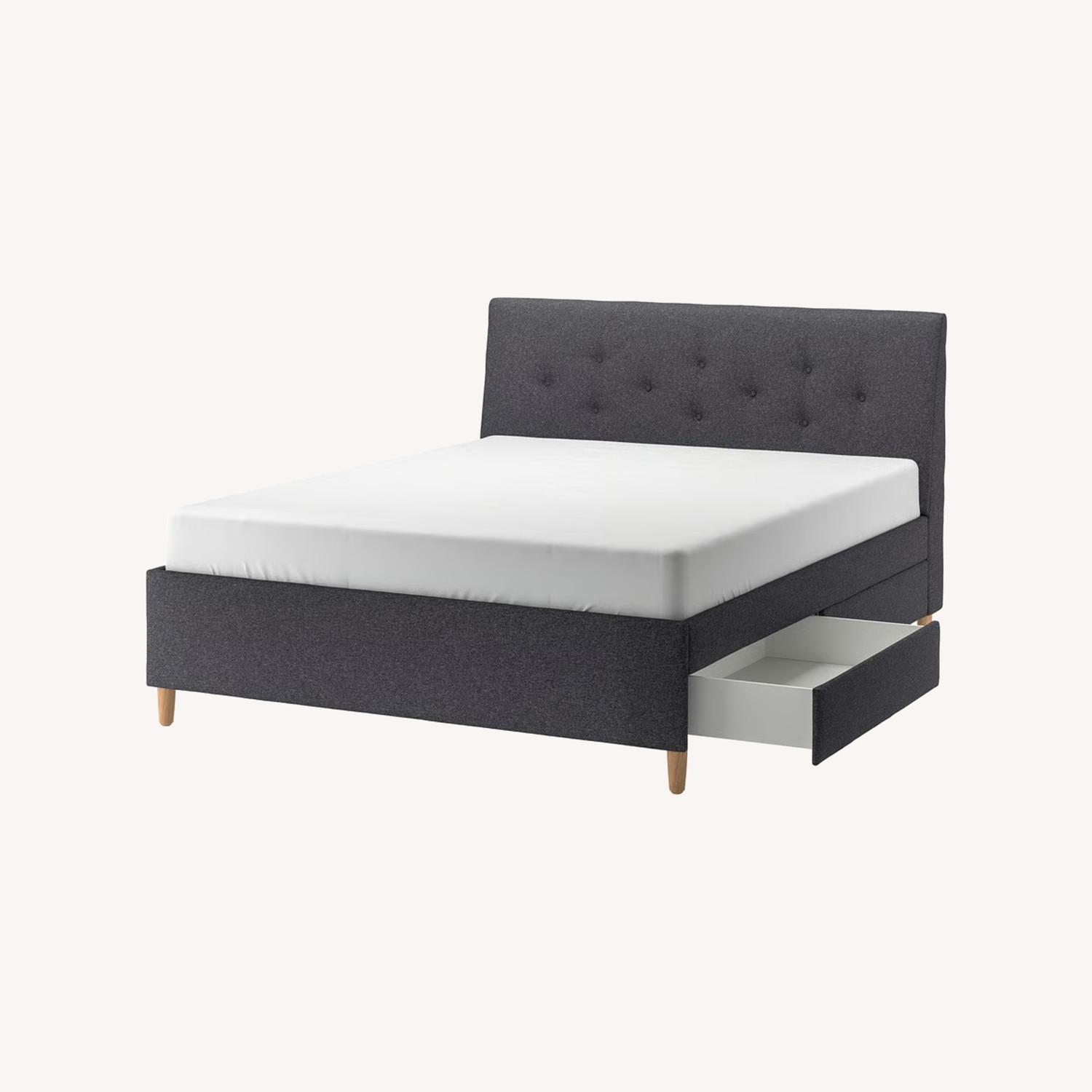 IKEA IDANAS Gray Storage King Bed - image-0
