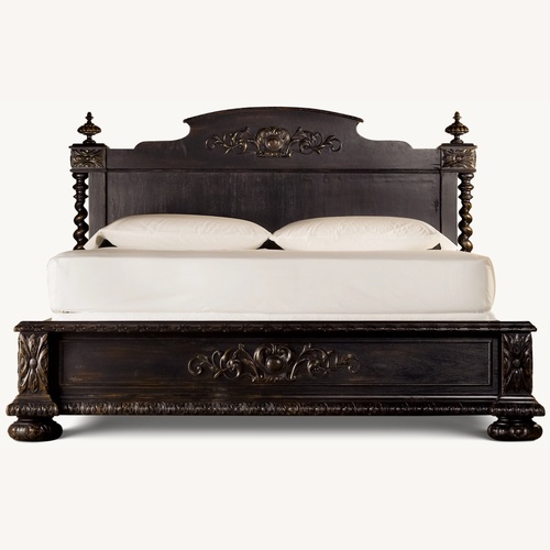 Used Restoration Hardware Dark Brown Wood Queen Bed for sale on AptDeco