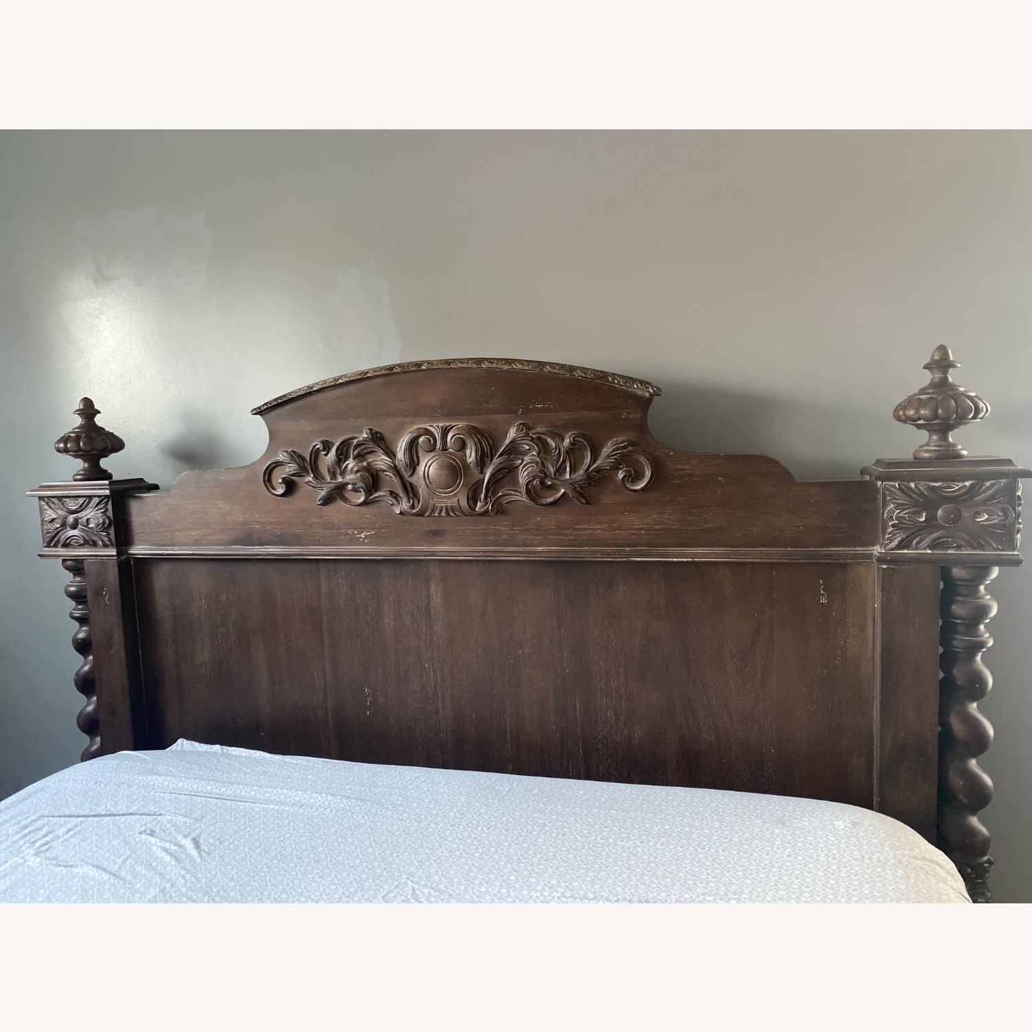 Restoration Hardware Dark Brown Wood Queen Bed - image-5