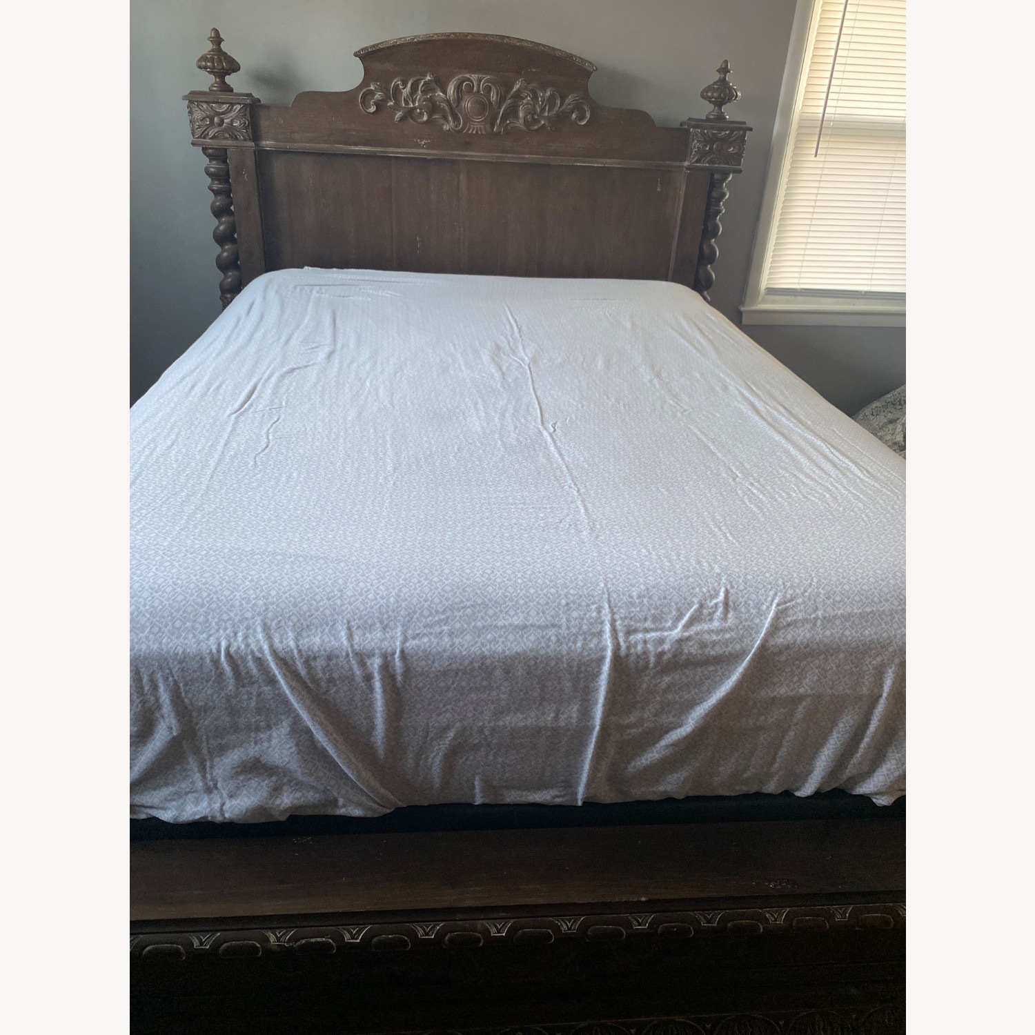 Restoration Hardware Dark Brown Wood Queen Bed - image-1