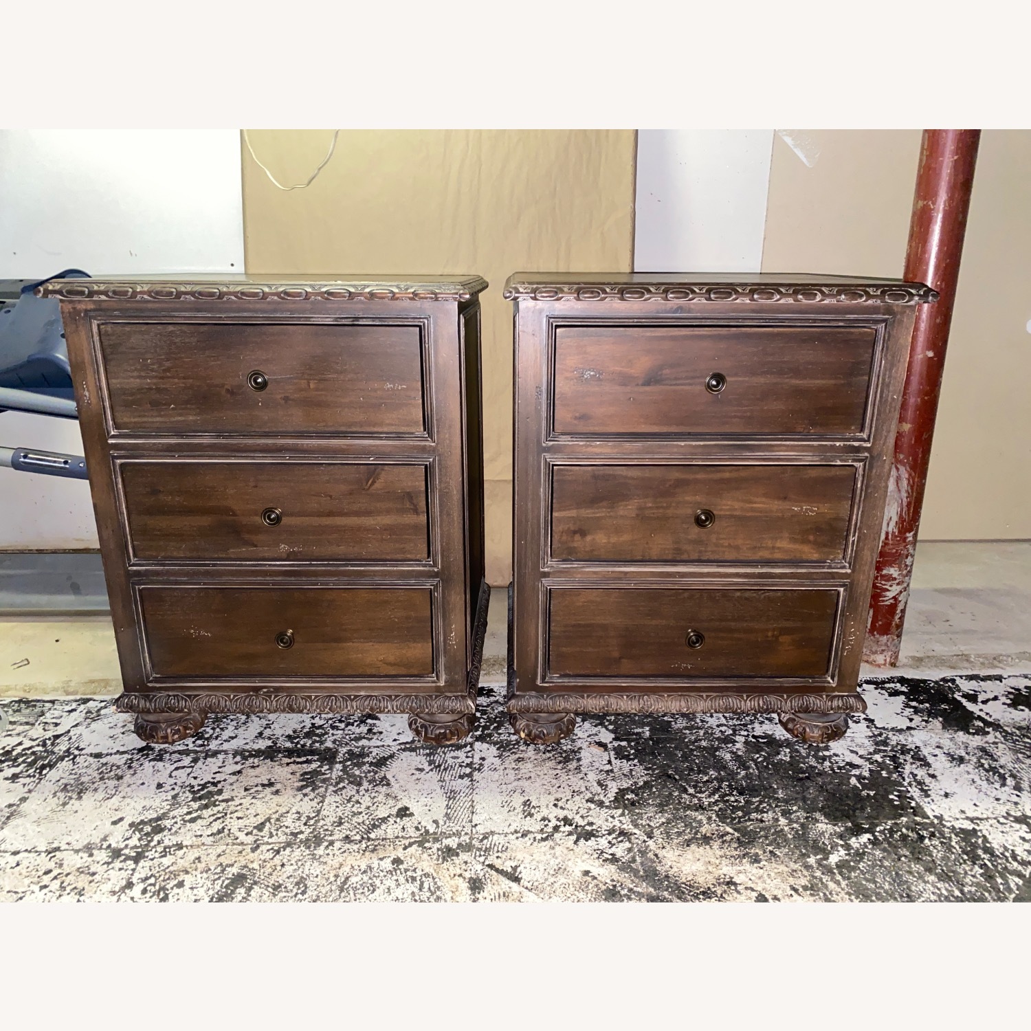 Restoration Hardware Dark Brown Wood Nightstands - image-4