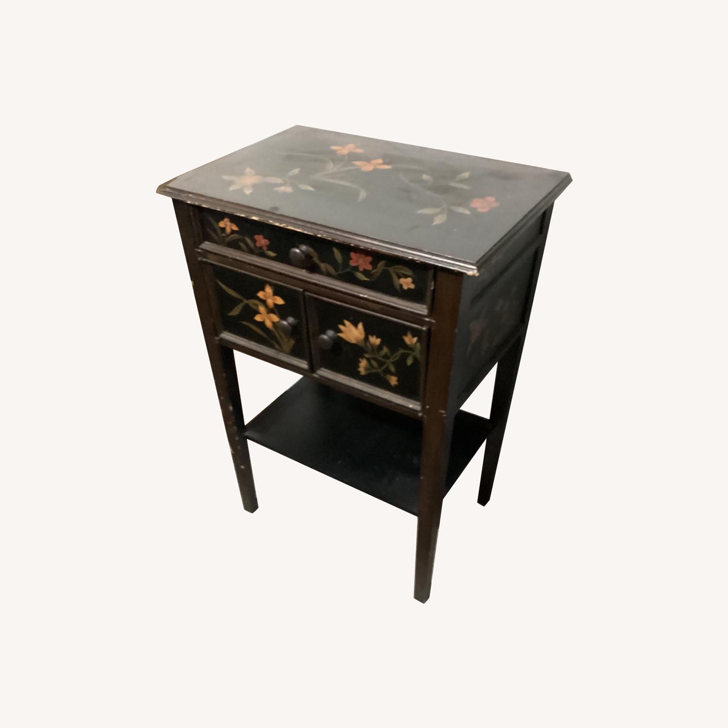 Antique Dark Brown Wood Side Table - image-0