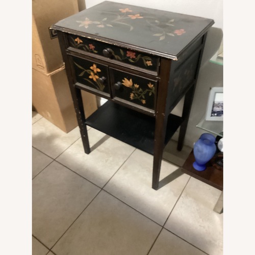 Used Antique Dark Brown Wood Side Table for sale on AptDeco