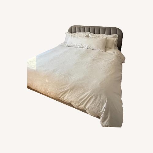 Used Wayfair Light Gray Velvet King Bed for sale on AptDeco