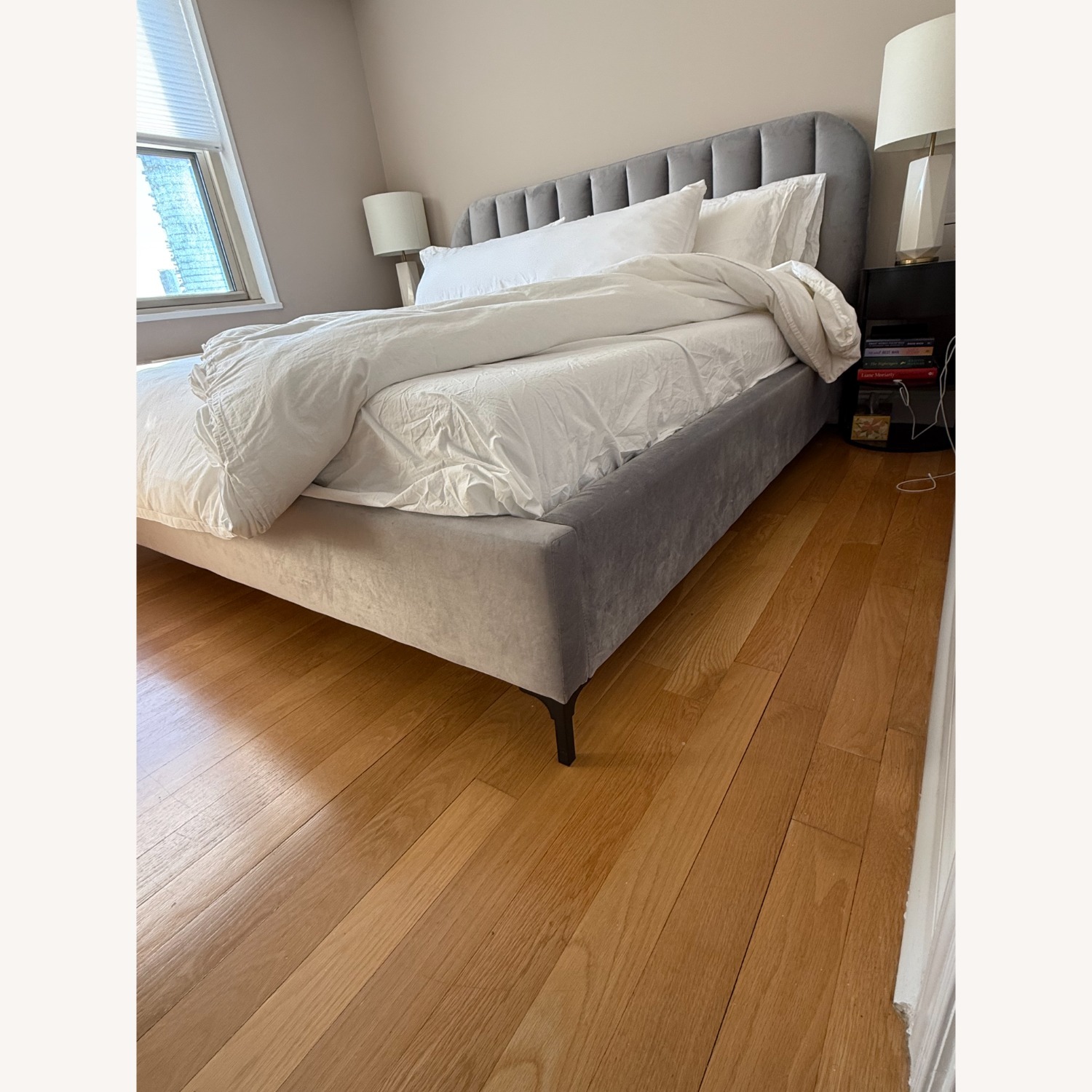 Wayfair Light Gray Velvet King Bed - image-2
