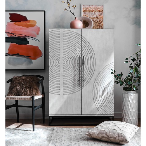 Used Crate & Barrel Dove White Storage Cabinet/Armoire for sale on AptDeco